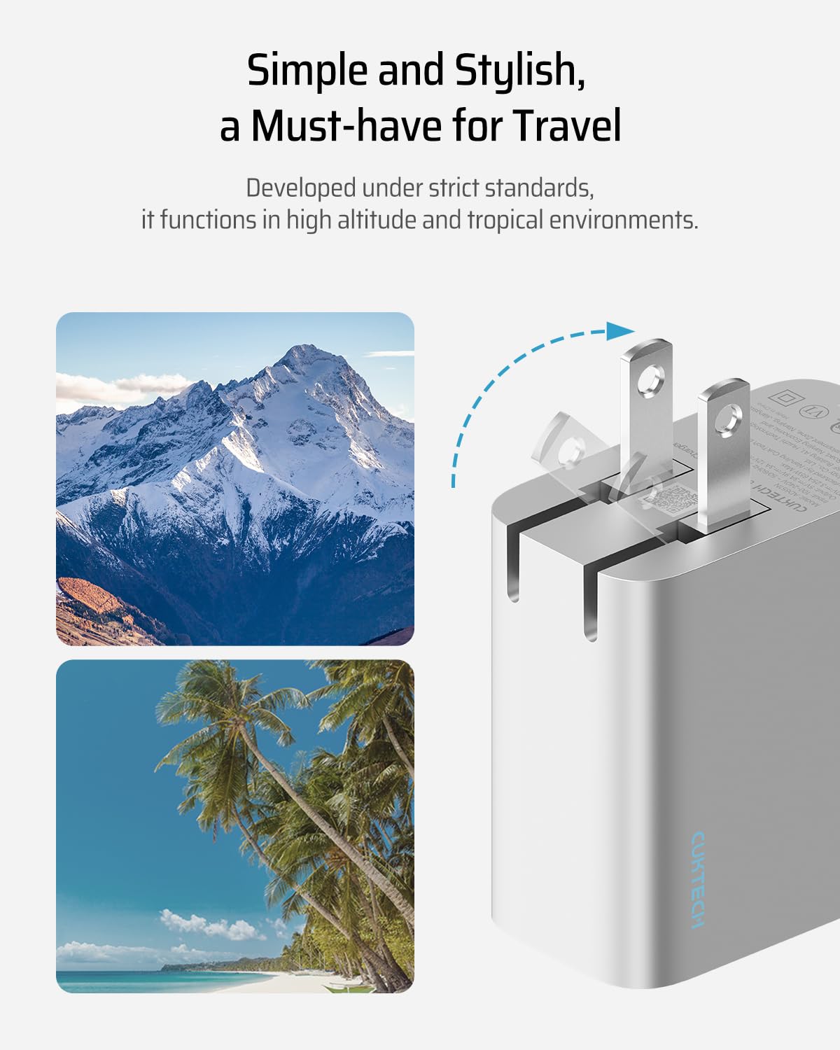 CUKTECH 65W USB C Fast Charger Block - Compact Foldable Wall Charger Power Adapter for iPhone 16/15/14/13, MacBook Pro/Air, Galaxy S24/23/22, iPad, Pixel, iWatch - Perfect for Travel, Office & Home Charging