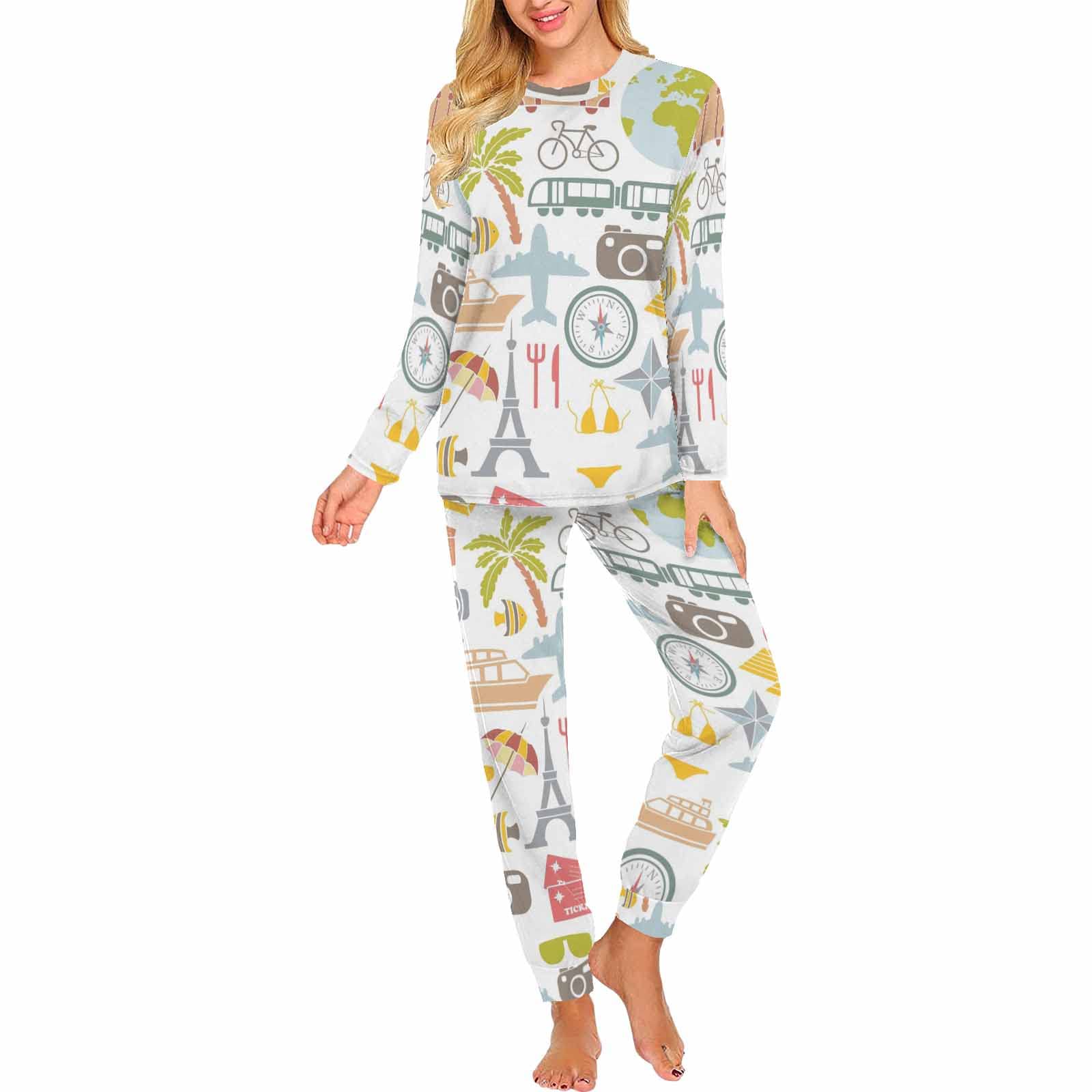 **InterestPrint Women's 2-Piece Pajama Set - Long Sleeve Loungewear & Sweatsuit for Travel, Tourism & Cozy Nights at Home**