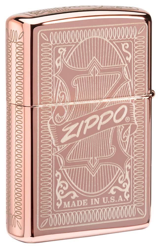 Zippo Reimagine Rose Gold Pocket Lighter - Windproof Refillable Metal Lighter for Outdoor Camping, Hiking & Everyday Carry (EDC)