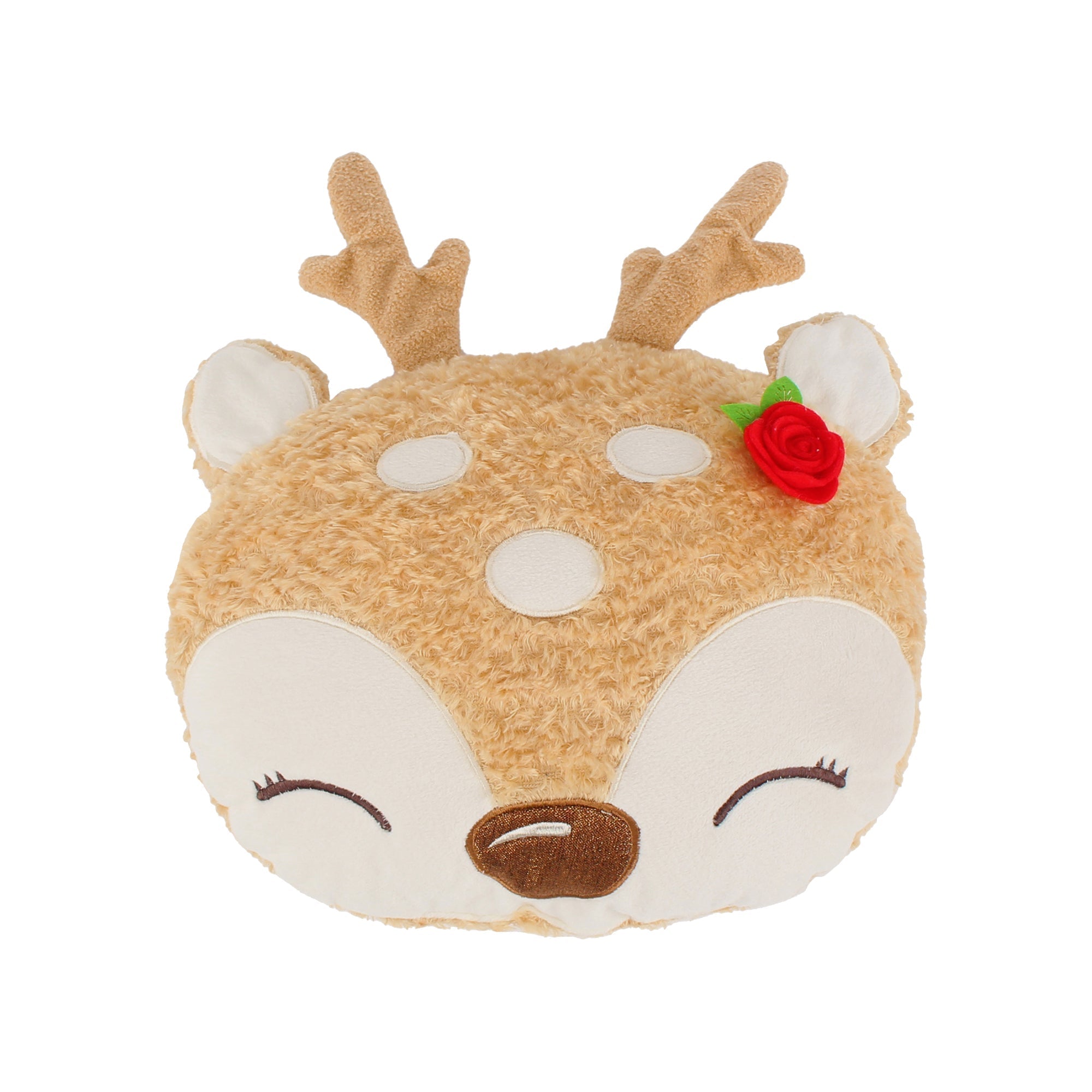 Merry & Bright Comet & Cupid Figural Deer Pillow - Festive Holiday Home Decor for Christmas Sofa, Bed & Couch