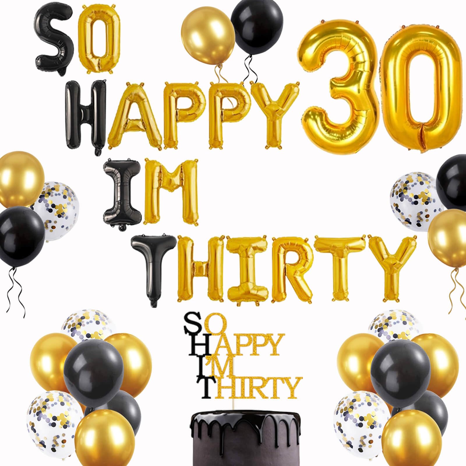 Funny 30th Birthday Party Decorations - Hilarious 30 Cake Topper for 'Cheers to 30 Years', '30 Fabulous', 'Talk Thirty to Me' & 'Rip to My 20s' Themes - Perfect for Men & Women's Milestone Birthday Celebrations at Home or Office Parties