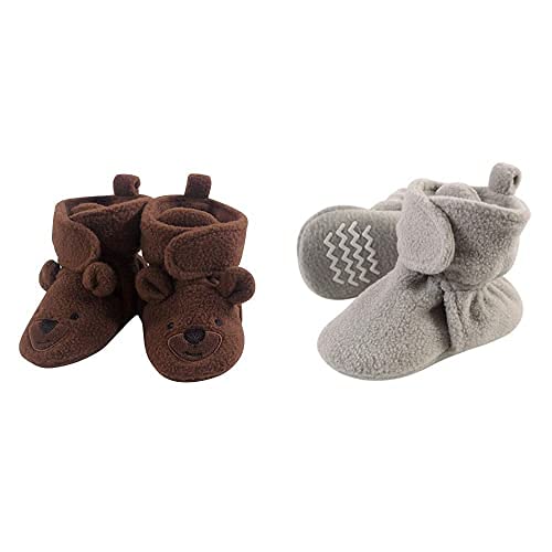 Hudson Baby Fleece Booties 2-Pack, Gray 12-18 Months - Cozy Winter Wear