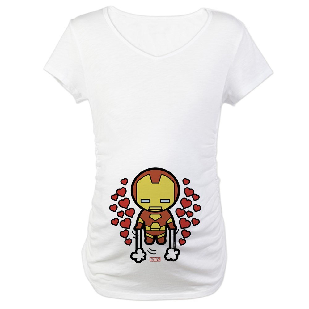 Iron Man Hearts Maternity T-Shirt - Marvel Superhero Pregnancy Tee for Expecting Moms | Comfortable Cotton Shirt for Baby Showers, Gender Reveals & Maternity Photos