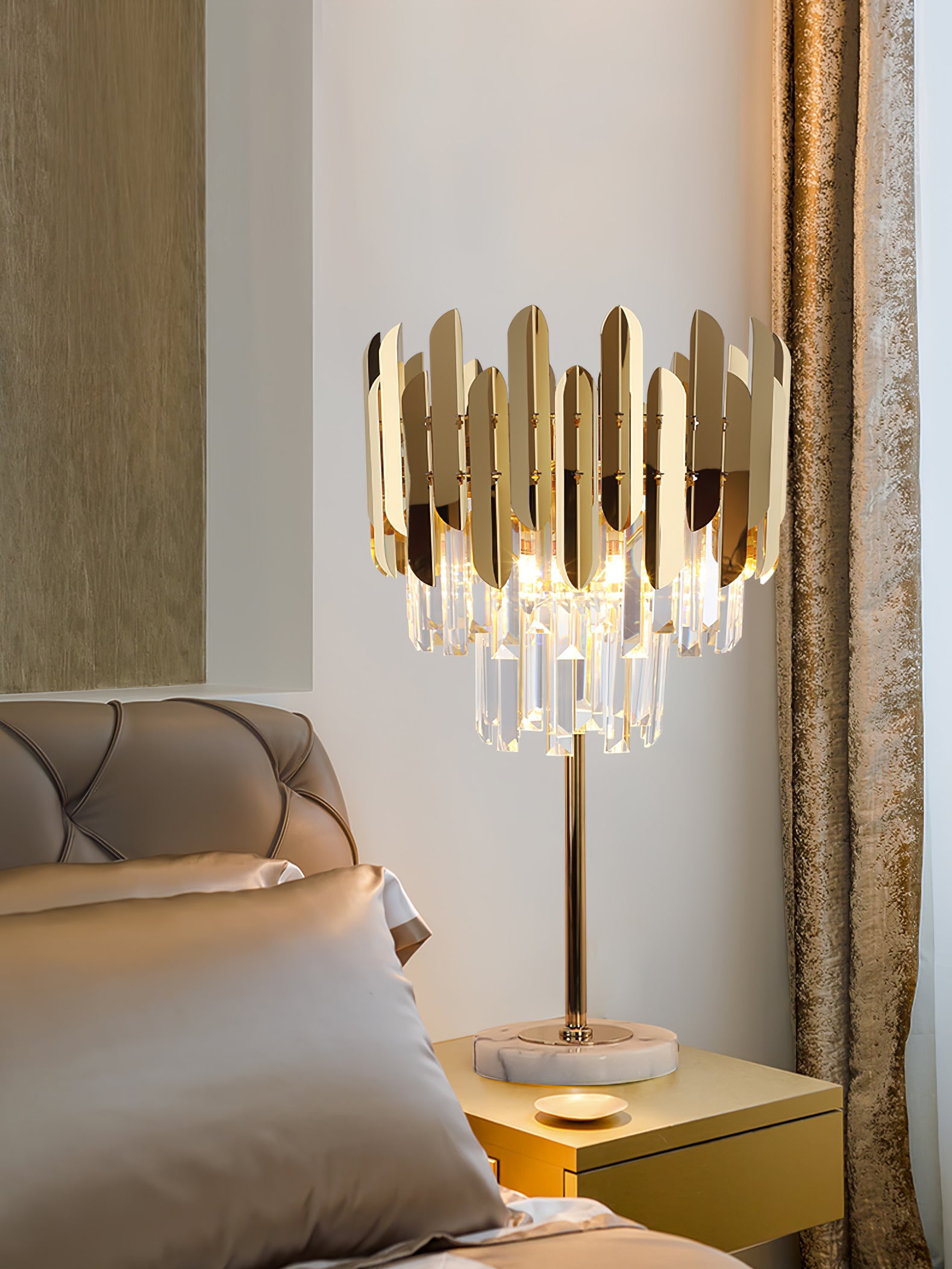 Elegant Crystal Marble LED Desk Lamp - Modern Office & Study Table Light for Home, Bedroom, Dorm - Perfect for Reading, Working & Decor
