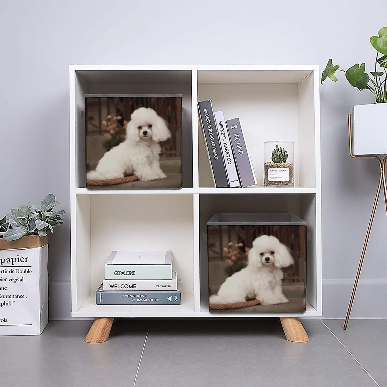 Collapsible Storage Bins with Handles - French Poodle Printed Organizing Baskets for Home, Office, Closet & Toy Storage - Space Saving Foldable Container Bin