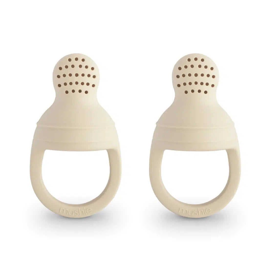Mushie Silicone Fresh Food Feeder - 2 Pack (Shifting Sands) - Baby Teether & Snack Holder for On-the-Go Feeding & Mess-Free Snacking
