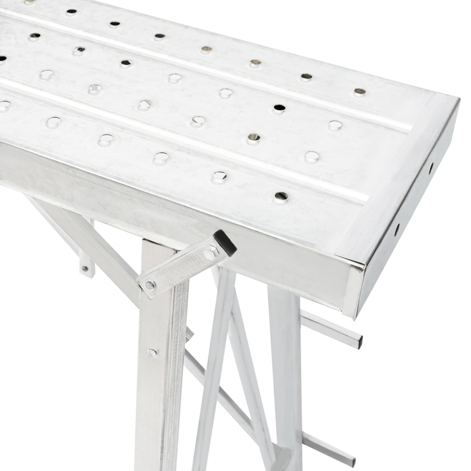 Heavy Duty Adjustable Folding Scaffolding Platform - 330.69 lbs Load Capacity, Portable Work Bench for Ceiling Cleaning, Painting & Car Washing - Silver (70.87