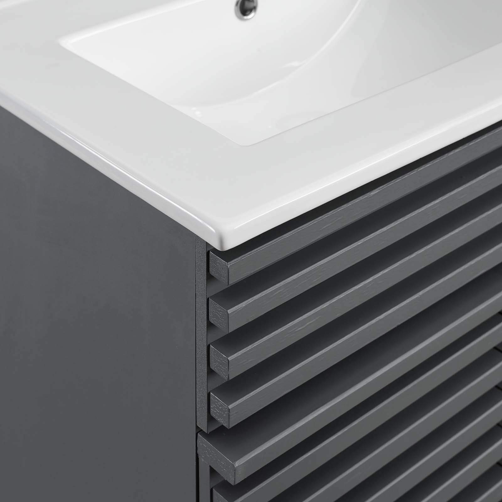 Modway Render 24 Inch Vanity with Sink - Modern Bathroom Floor Cabinet in Gray White | Perfect for Small Bathrooms, Powder Rooms & Apartment Remodels