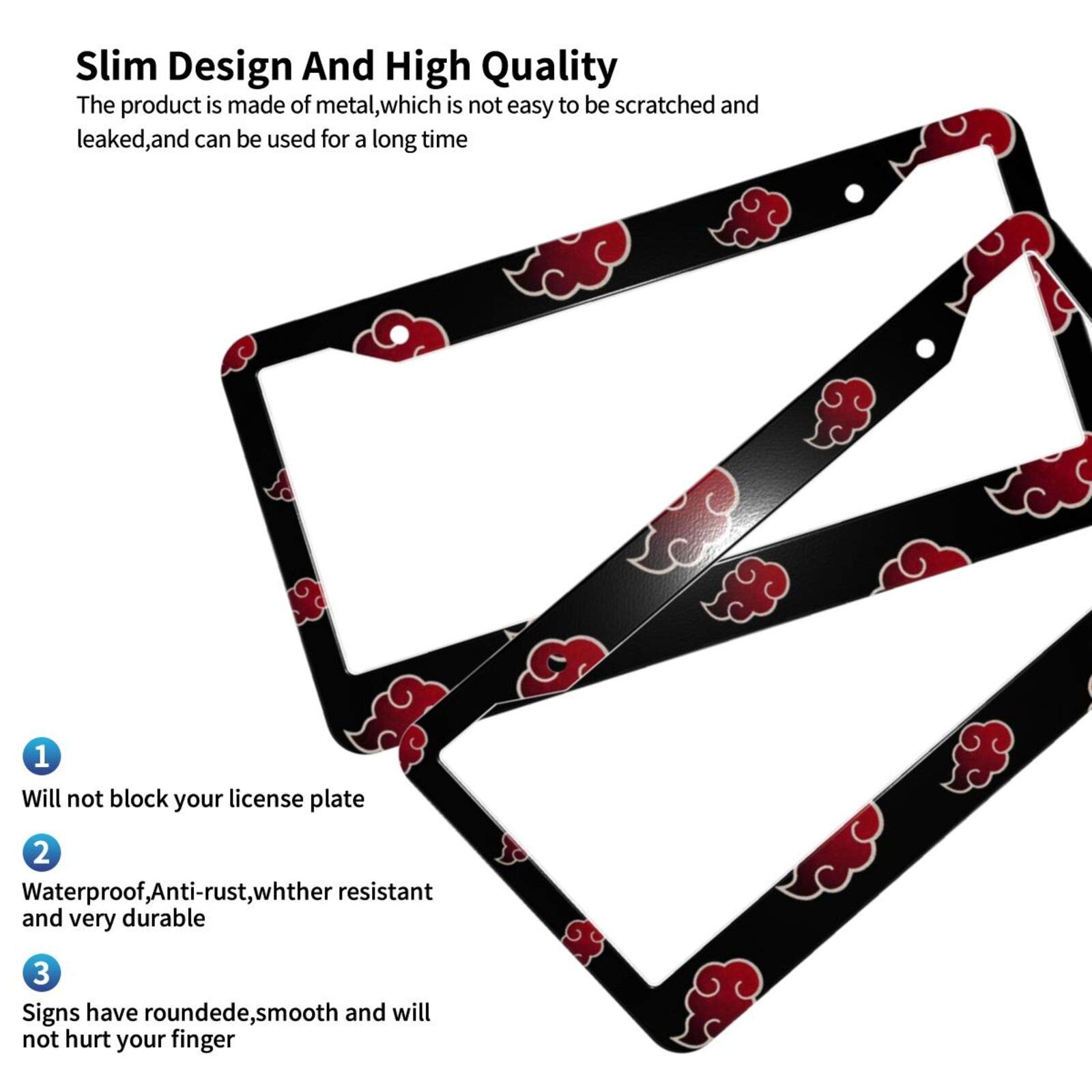 Premium Aluminum License Plate Frame with Screw Caps - 2 Pack 12.3