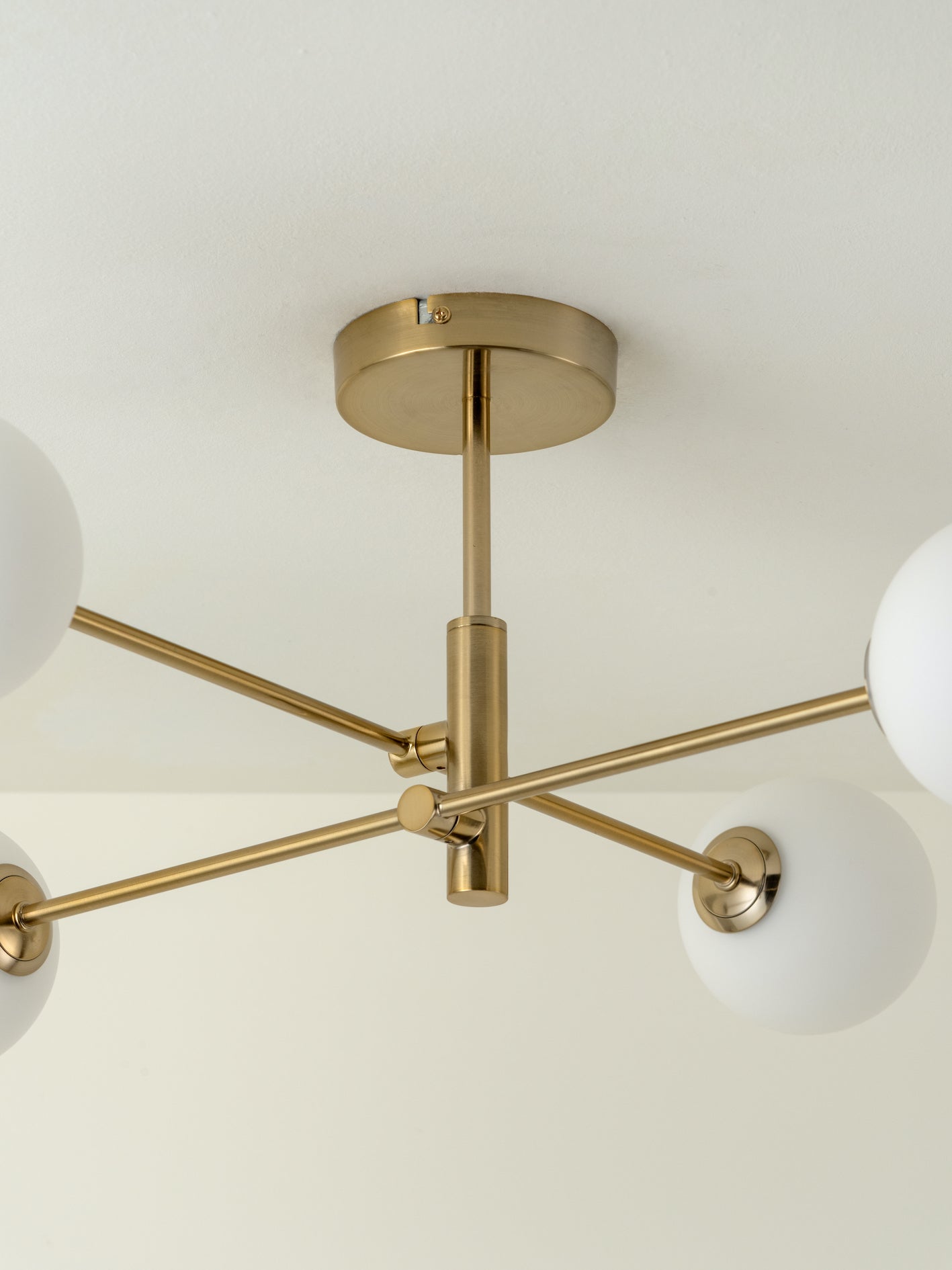 Chelso 4-Light Brass and Opal Flush Mount Ceiling Light - Modern Elegant Lighting for Bedroom, Hallway, Kitchen & Living Room