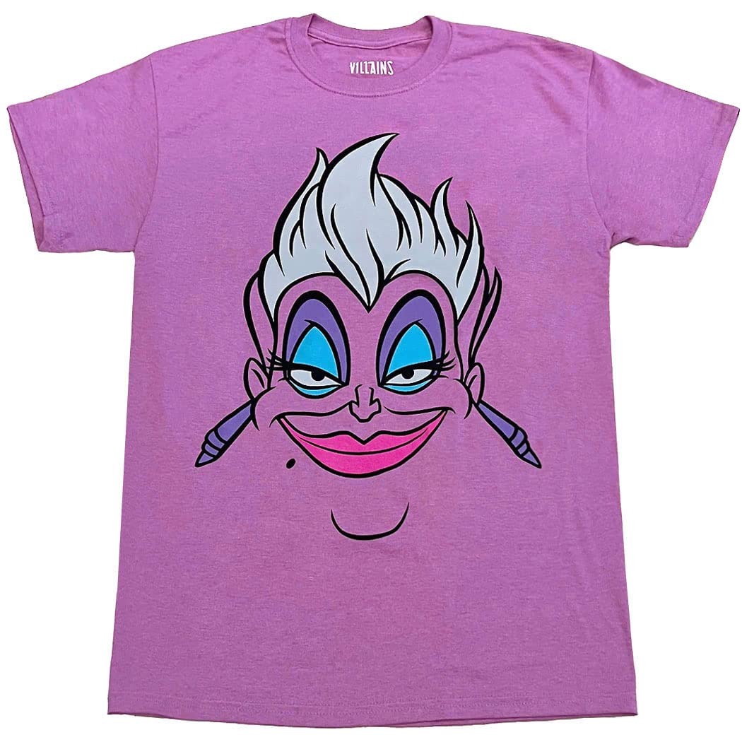 Villains Little Mermaid Ursula Face Graphic T-Shirt - Disney Villain Apparel for Cosplay & Halloween Costumes