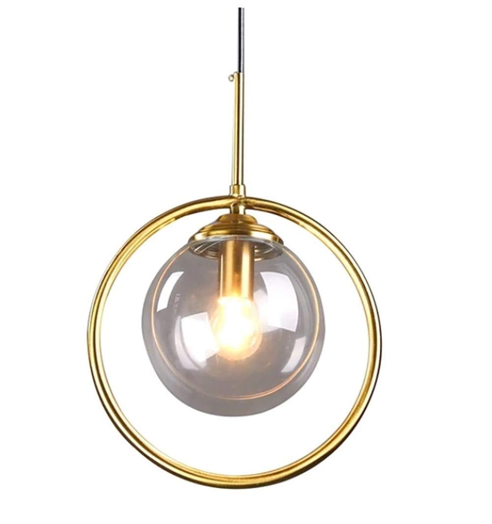 24cm Modern Minimalist Glass Flush Mount Pendant Light - Single Head Luxury Chandelier for Bedroom, Bedside, Dining Room & Bar Table - Elegant Lighting for Home Decor & Interior Design