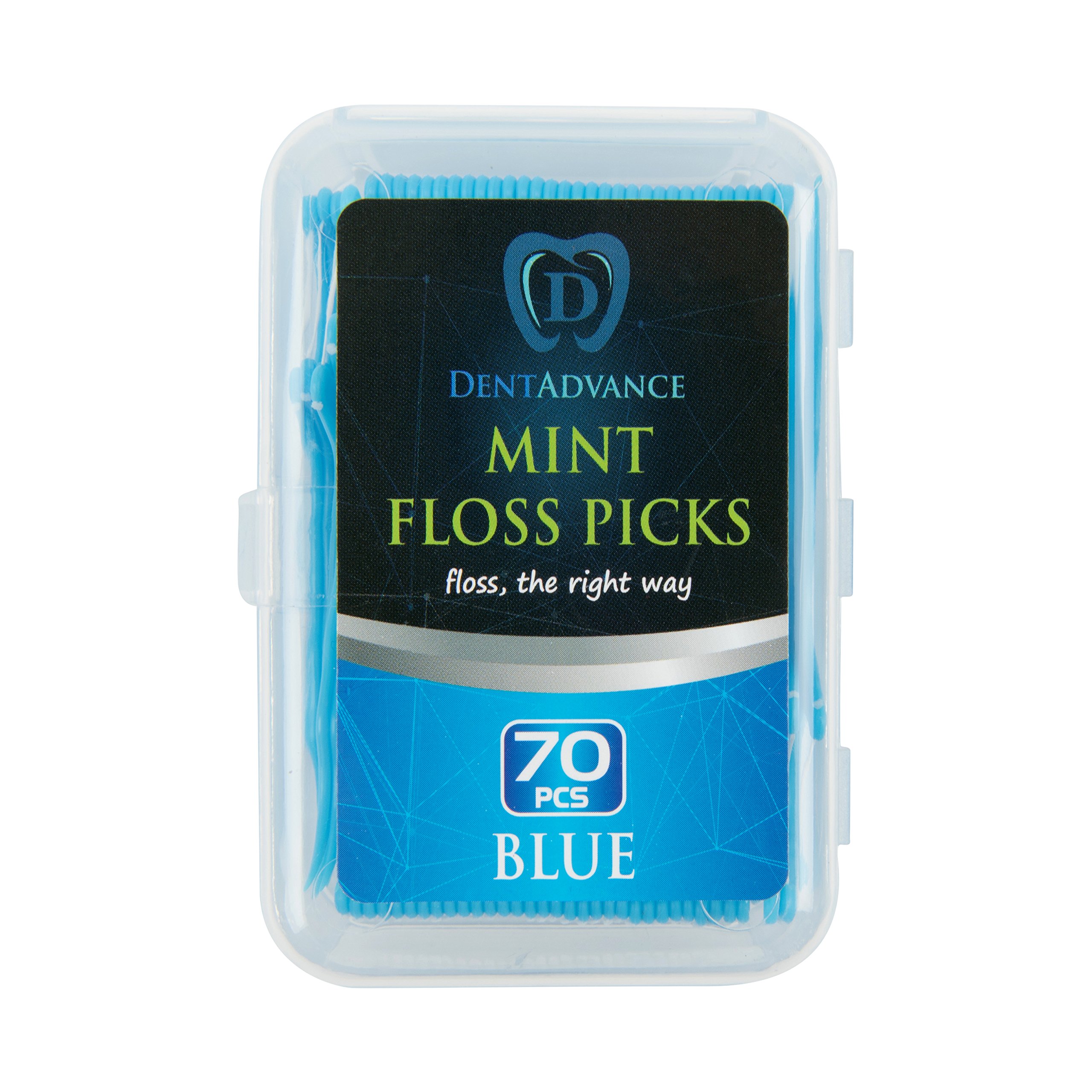 DentAdvance Mint Dental Floss Picks - 70 Count with Travel Case | Mint Flavored Tooth Cleaners for Hard-to-Reach Back Teeth | Perfect for Travel, Office & Daily Oral Care