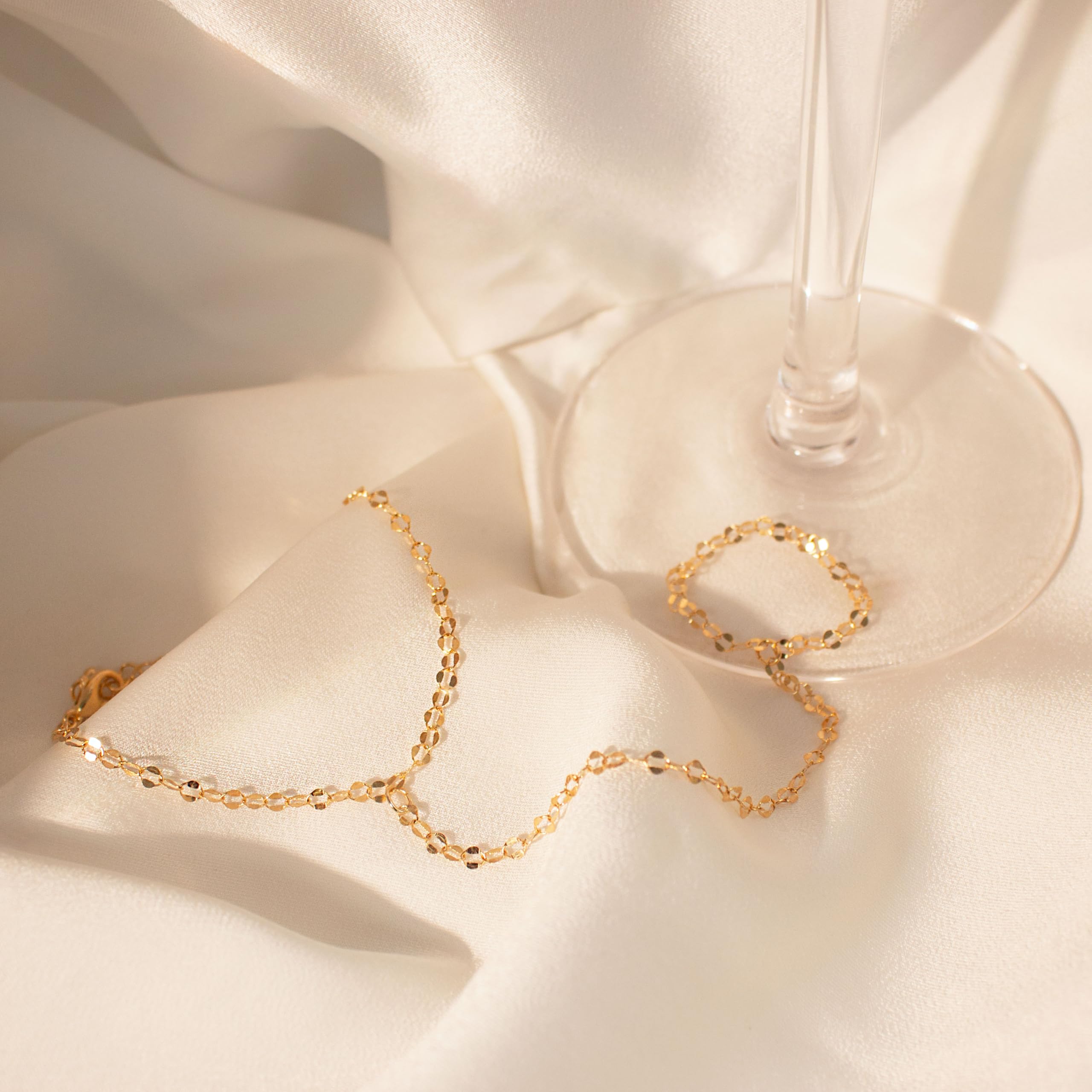 14K Gold Filled Ring Chain Bracelet - Dainty Adjustable Slave Bangle for Women | Waterproof Fashion Jewelry | Perfect Gift for Birthday, Anniversary & Valentine's Day | Ideal for Parties, Date Nights & Everyday Wear