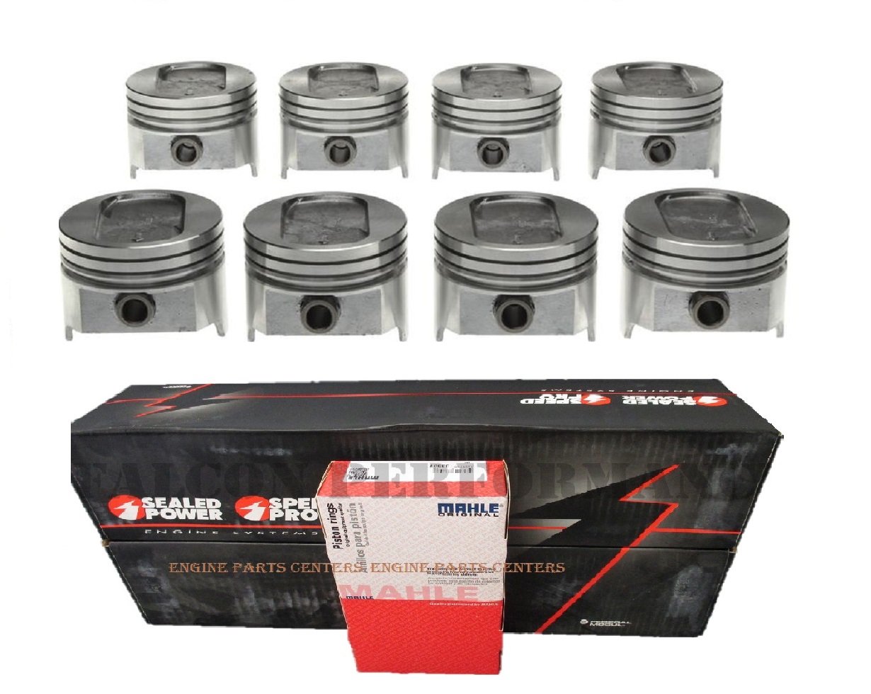 Federal Mogul TRW 463P DISH Pistons & Rings Kit - Compatible with 1977-1993 Ford 351W Engine, Set of 8 Pistons with Rings for STD 4.000