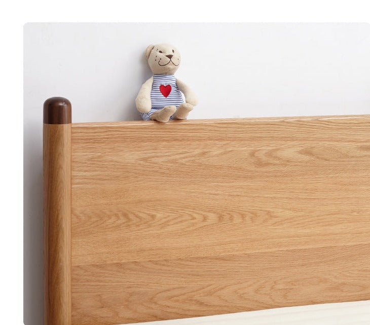 Solid Oak Wood Kids Bed - Sturdy & Safe Children's Bedroom Furniture for Toddlers & Teens - Perfect for Bedrooms, Daycare, and Guest Rooms