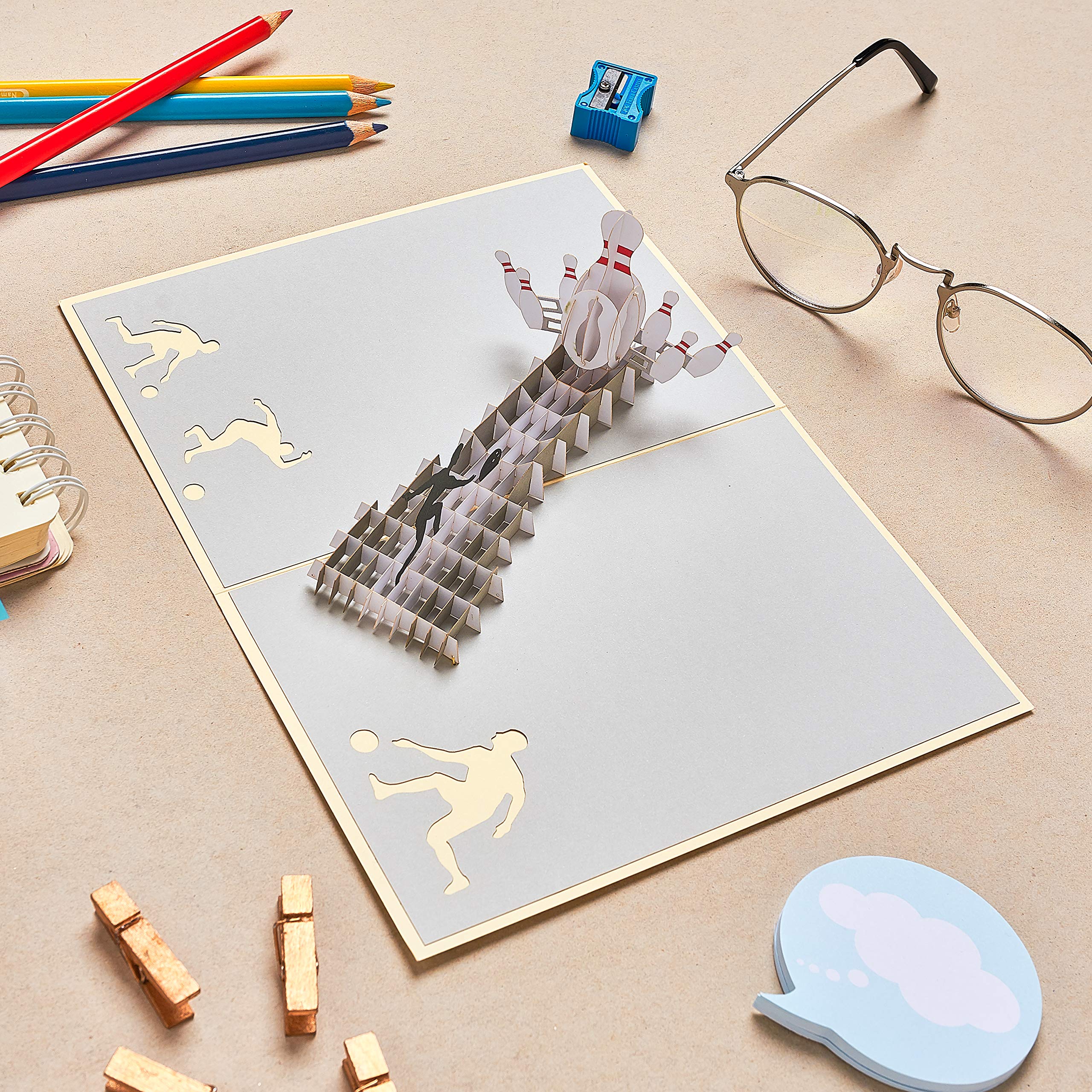 Bowling Pop Up Greeting Card with Envelope - Birthday, Thank You, Graduation, Get Well Cards for Bowling Players & Friends | Perfect Gift for Bowling Enthusiasts & Special Occasions