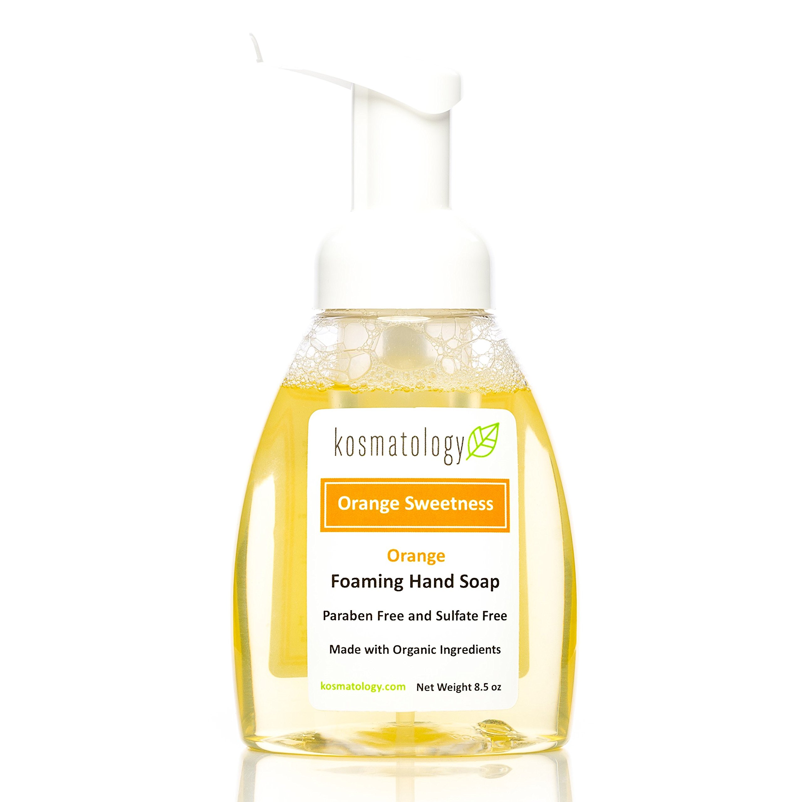 Kosmatology® Organic Foaming Hand Soap with Orange Sweetness - Moisturizing Hand Wash with Clean Ingredients & Essential Oils - 8.5 fl oz - Perfect for Kitchen, Bathroom & Gentle Skin Care