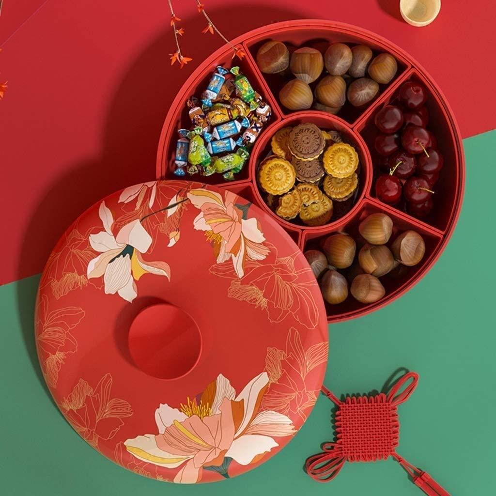Rotating Dried Fruit Snack Box - 3-Tier Candy Nut Storage Container for Living Room | Chinese New Year Party, Home Decor & Holiday Snack Display
