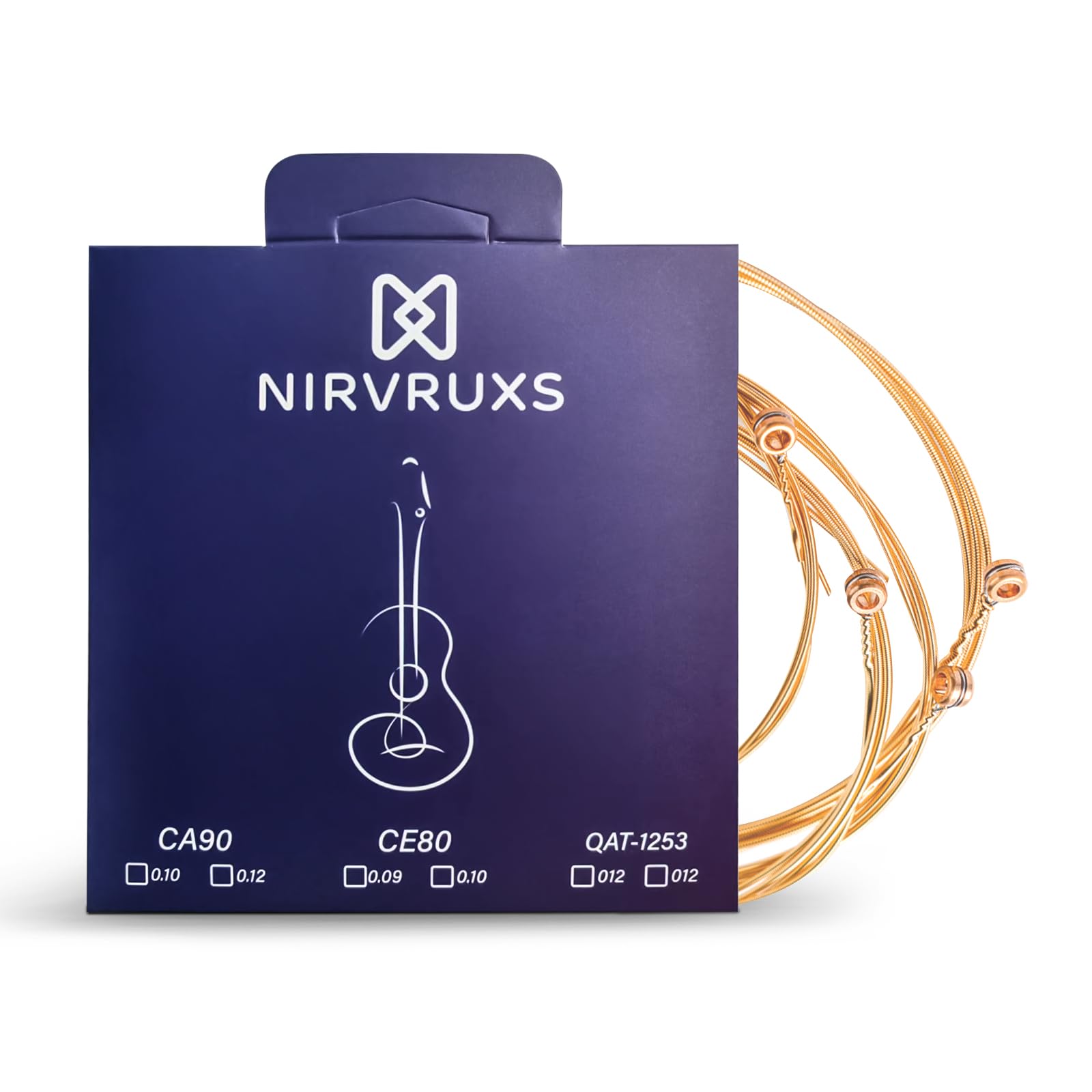 Nirvruks Acoustic Guitar Strings - Lightweight Hex Steel Core with Brass Winding, 0.012