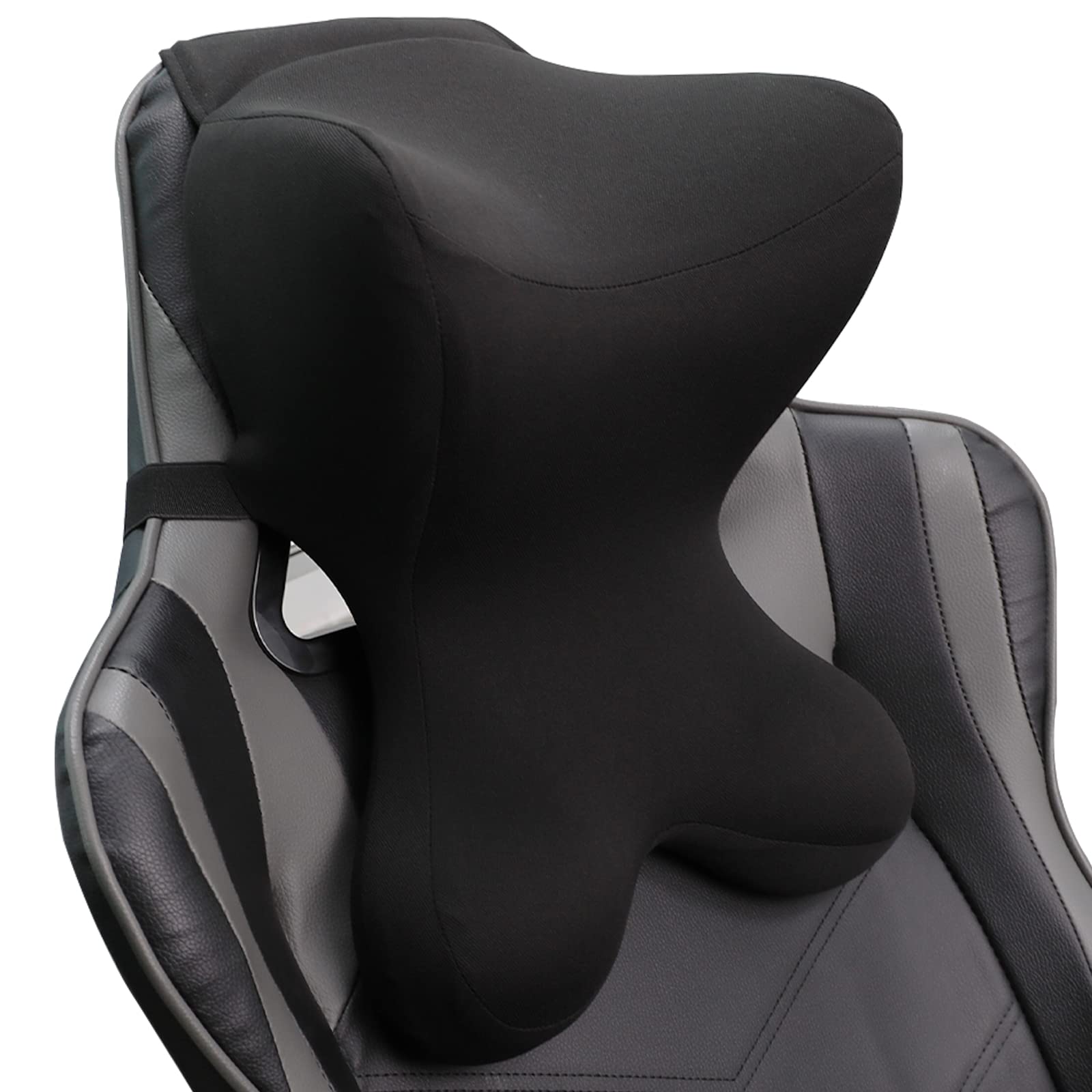 Ergonomic Car Neck Pillow with Adjustable Strap & Removable Cover - Comfort Support for Driving, Office & Gaming Chairs - Perfect for Long Commutes, Work & Gaming Sessions (Black)