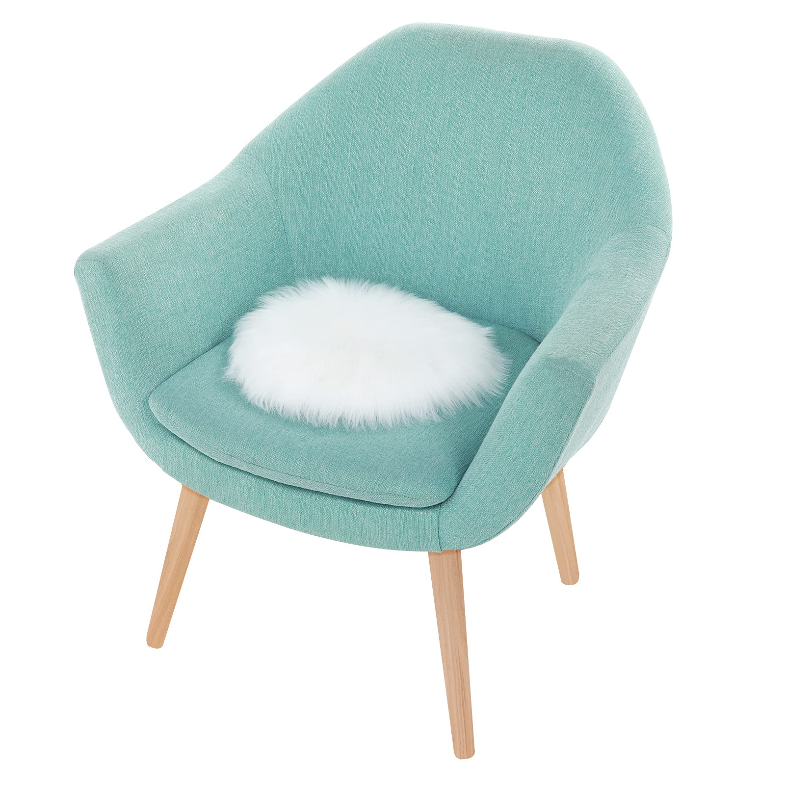 Molain 12-inch Round Faux Fur Chair Pad - Soft Fluffy Seat Cushion Cover & Carpet Mat for Living Room, Bedroom, Office - Perfect as Couch Pad, Photography Background for Jewelry (White)