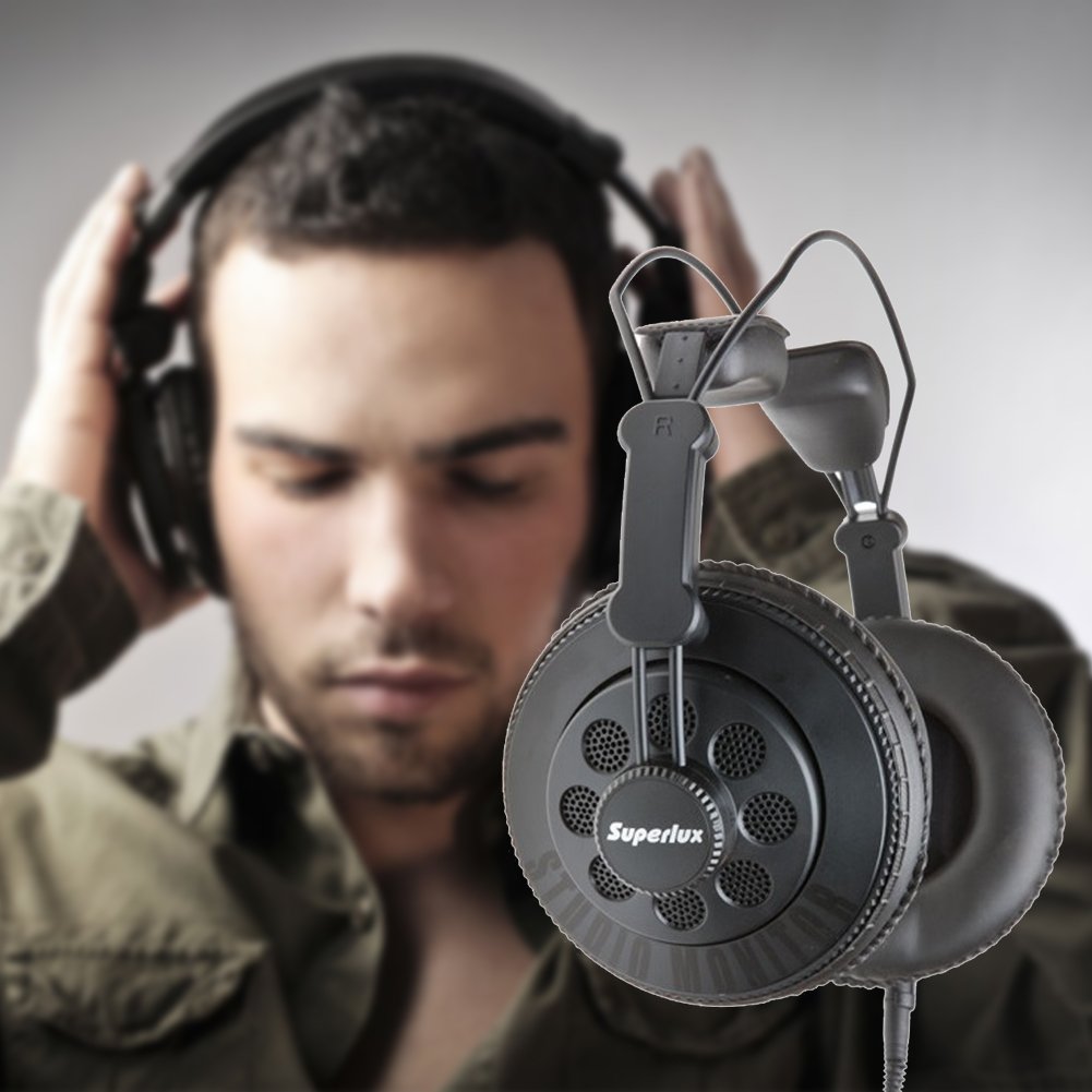 Superlux HD668B Dynamic Semi-Open Studio Headphones - Professional Audio Monitoring for Music Production, Gaming & Podcasting