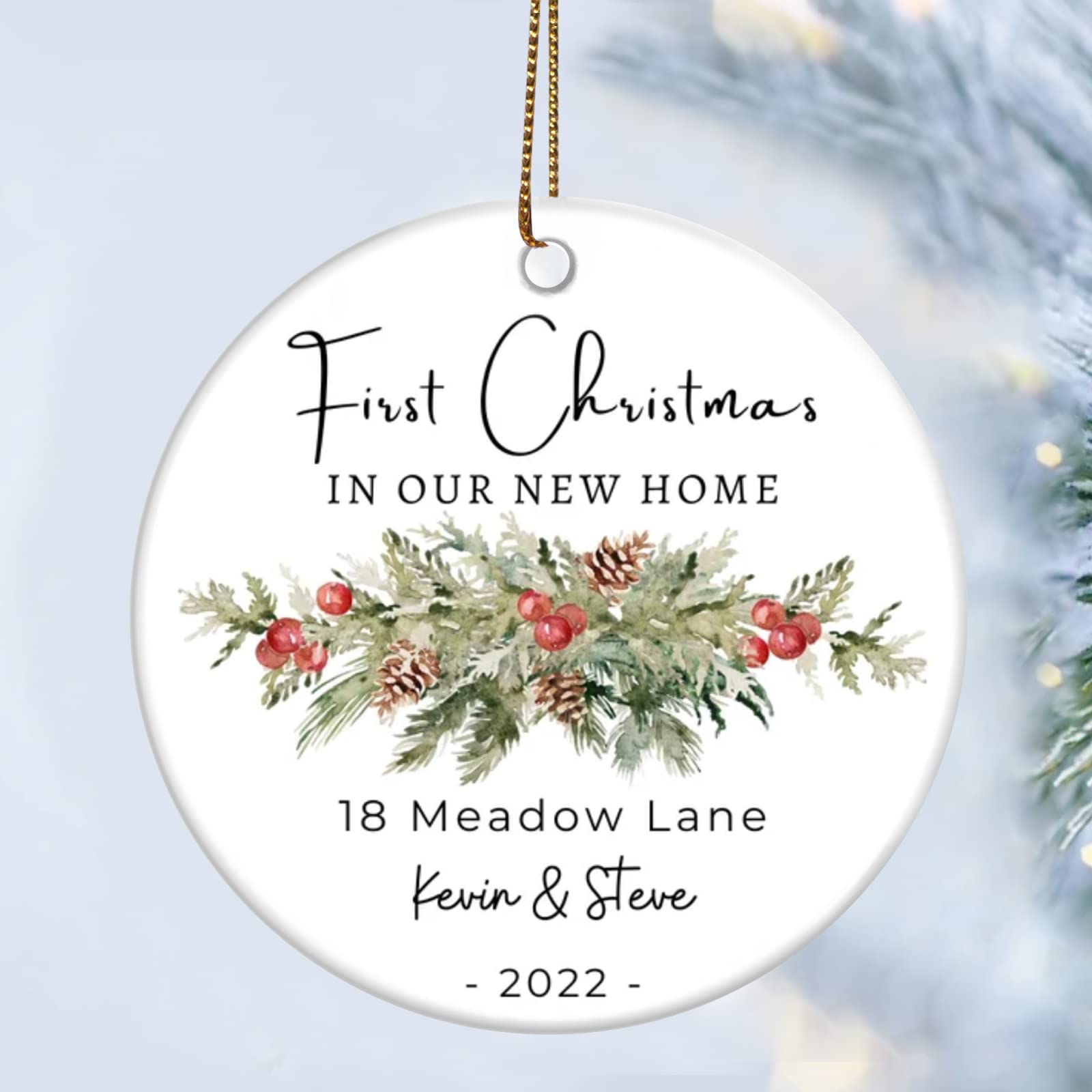 Personalized First Christmas Ornament for New Home - Custom Housewarming Gift & Keepsake - 1st Home Christmas Tree Decoration - Perfect for New Homeowners & Holiday Decor