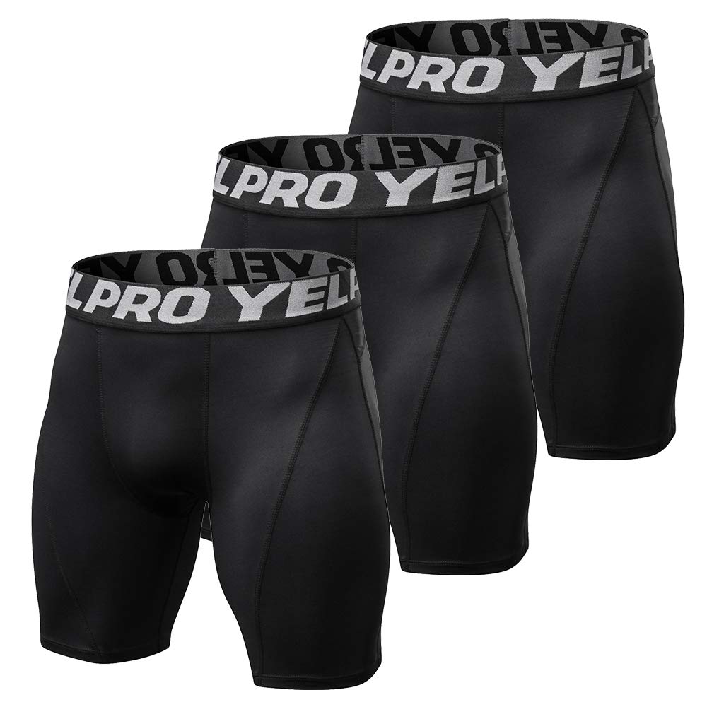 Lixada Men's Compression Shorts 3-Pack - Performance Sports Baselayer, Moisture-Wicking Cool Dry Workout Tights for Running, Gym & Activewear