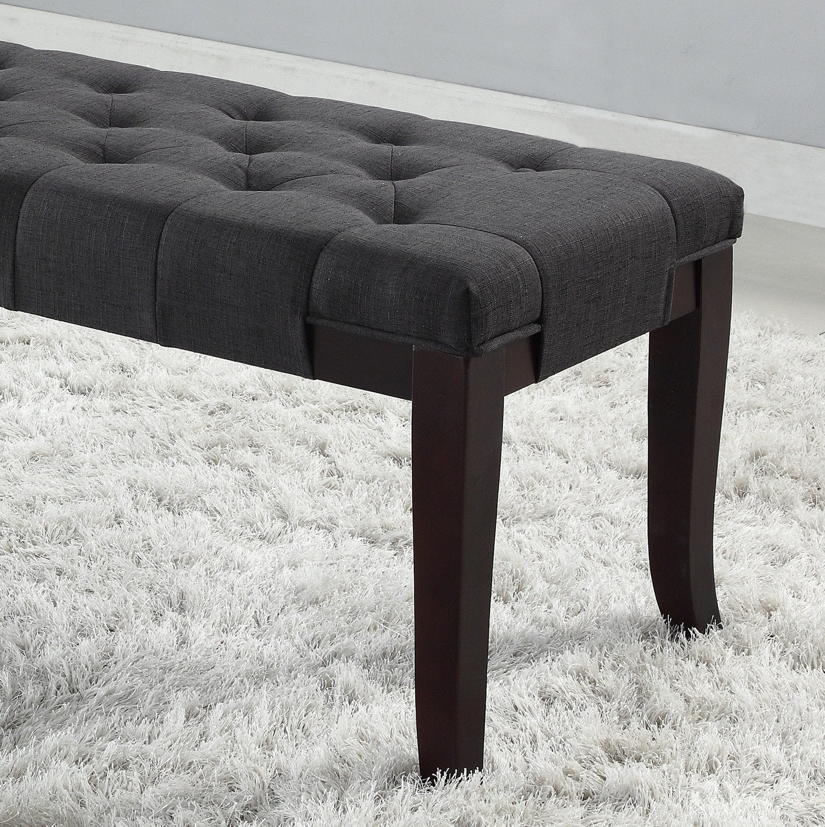 Roundhill Furniture Linon Fabric Tufted Ottoman Bench with Storage, Grey - Perfect for Living Room, Bedroom & Entryway Seating