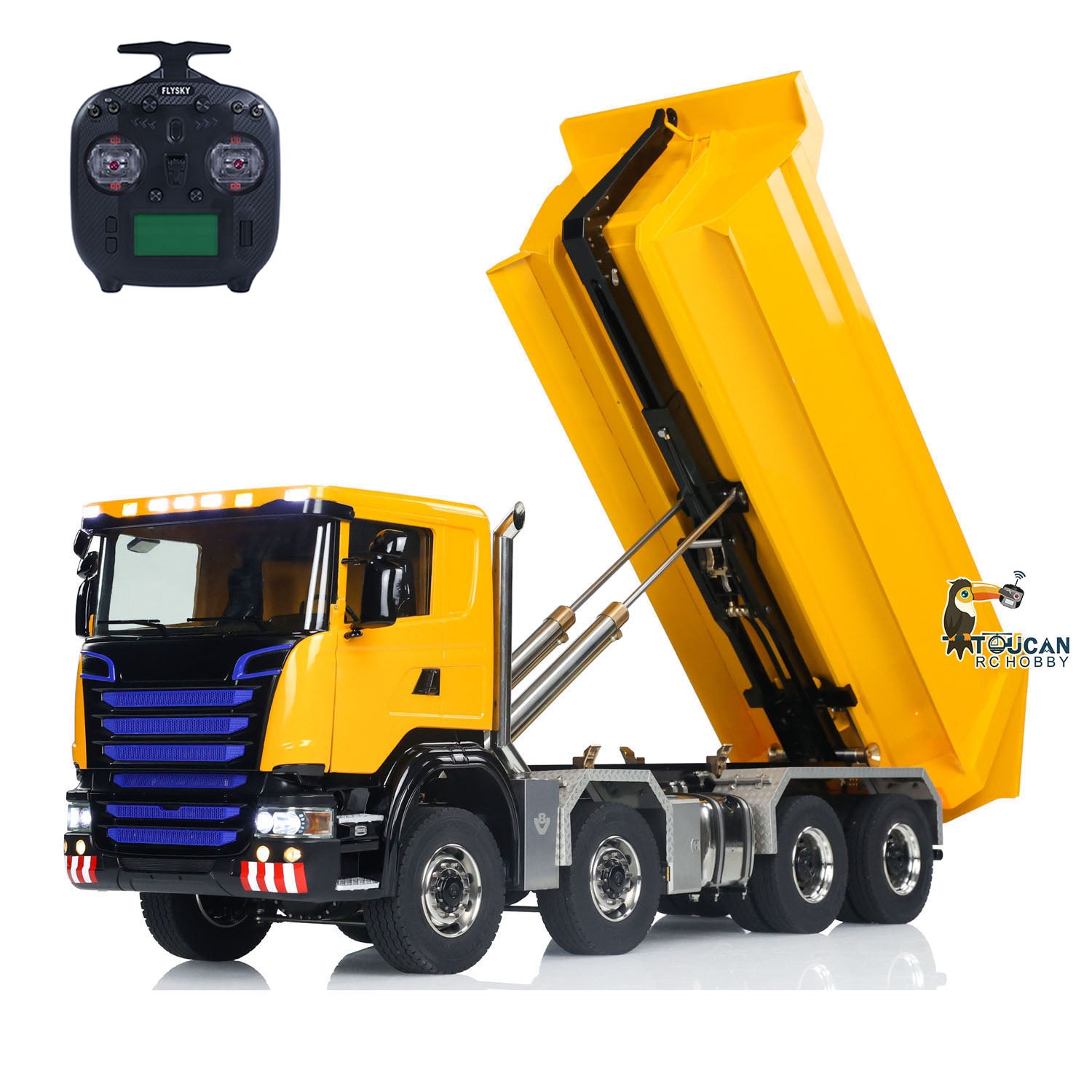 1/14 Scale Metal Remote Control Hydraulic Dump Truck - 8x8 RC Construction Vehicle with Differential & Full Tipper Function - Perfect for Construction Site Play, Collectors & RC Hobbyists