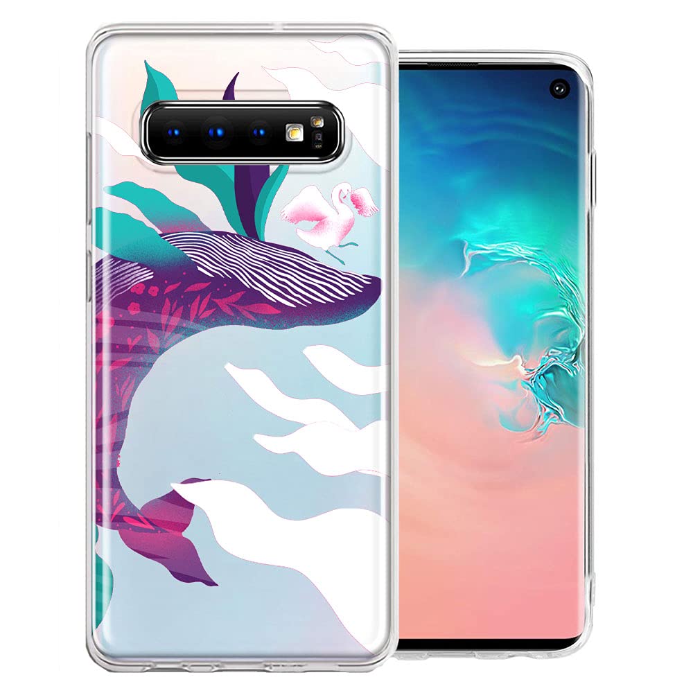 Samsung Galaxy S10 Case - Mystic Floral Whale Design Double Layer Protective Phone Cover for Impact Resistance | Perfect for Everyday Use, Travel & Outdoor Activities