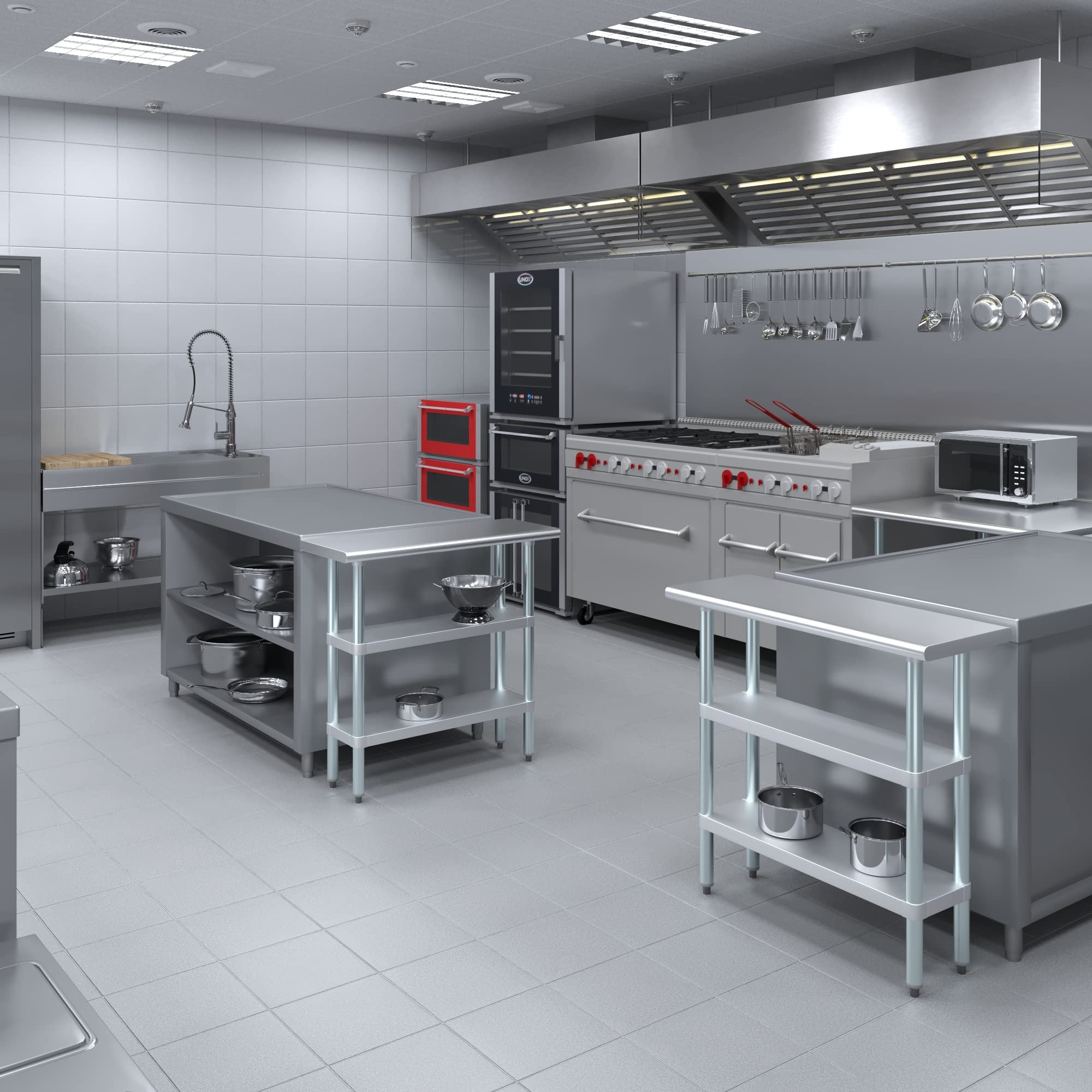 Stainless Steel Work Table with 2 Shelves - Heavy Duty Metal Utility Table for Commercial Kitchen & Home Use | NSF Certified, 36