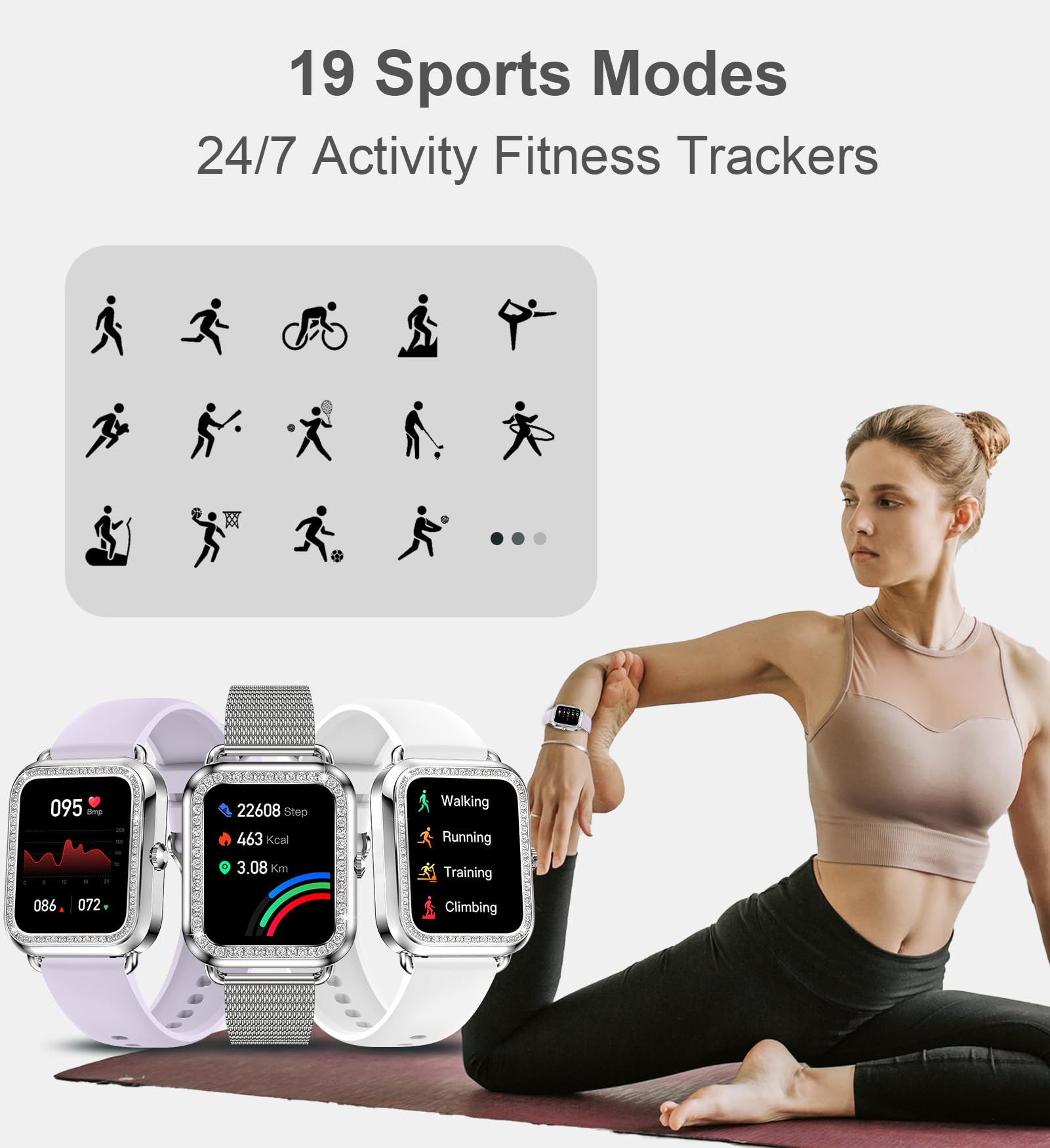 Smart Watch for Women with Bluetooth Calling, Fitness Tracker with Heart Rate & Sleep Monitor, Voice Assistant, Compatible with iOS/Android - Perfect for Workouts, Running & Daily Activity Tracking (Silver)