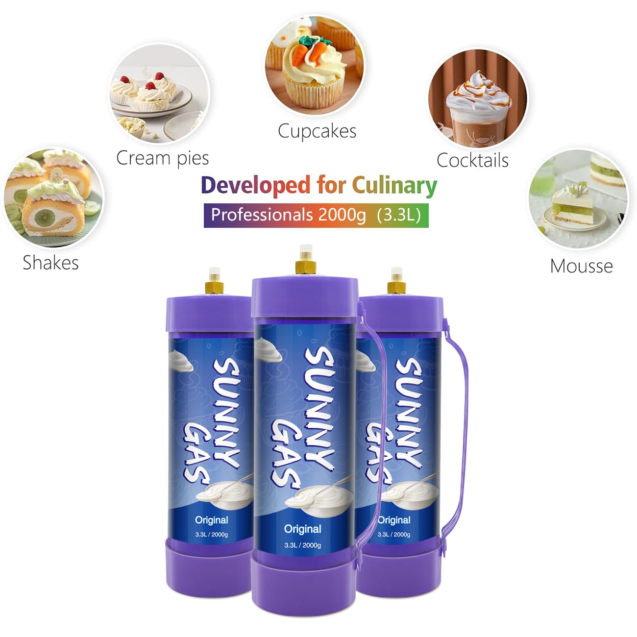 Premium 3.3L/2000g Whipped Cream Charger Kit - Food Grade Stainless Steel Cream Dispenser with Professional Nozzle (2 Tanks Included) - Perfect for Home Baking, Coffee Shops & Dessert Decorating