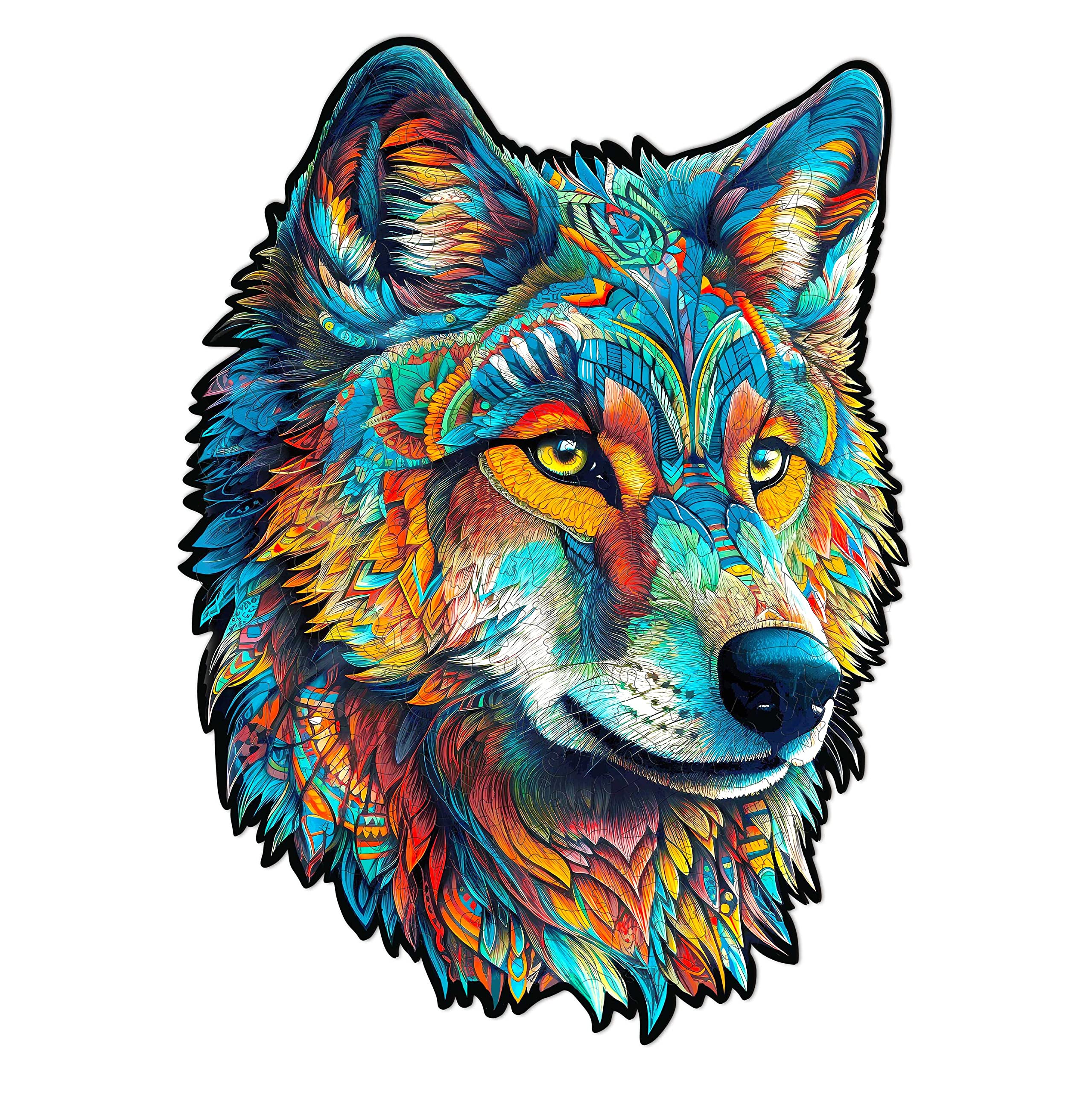 KAAYEE 300-Piece Wooden Wolf Puzzle - Animal Shaped Wood Jigsaw Puzzle with Gift Box (Wolf, Large) - Fun Educational Toy for Kids & Adults, Perfect for Family Game Night & Classroom Activities