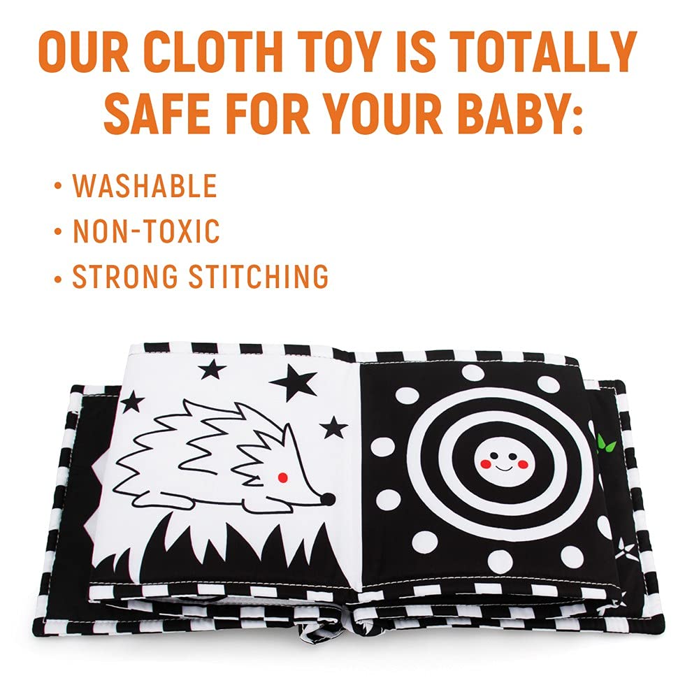 Teytoy Black and White High Contrast Baby Toys 0-6 Months - Soft Sensory Book for Newborn Early Education & Tummy Time - Essential Infant Developmental Toys for Visual Stimulation and Learning (Perfect for Nursery, Playtime, and Baby Shower Gifts)