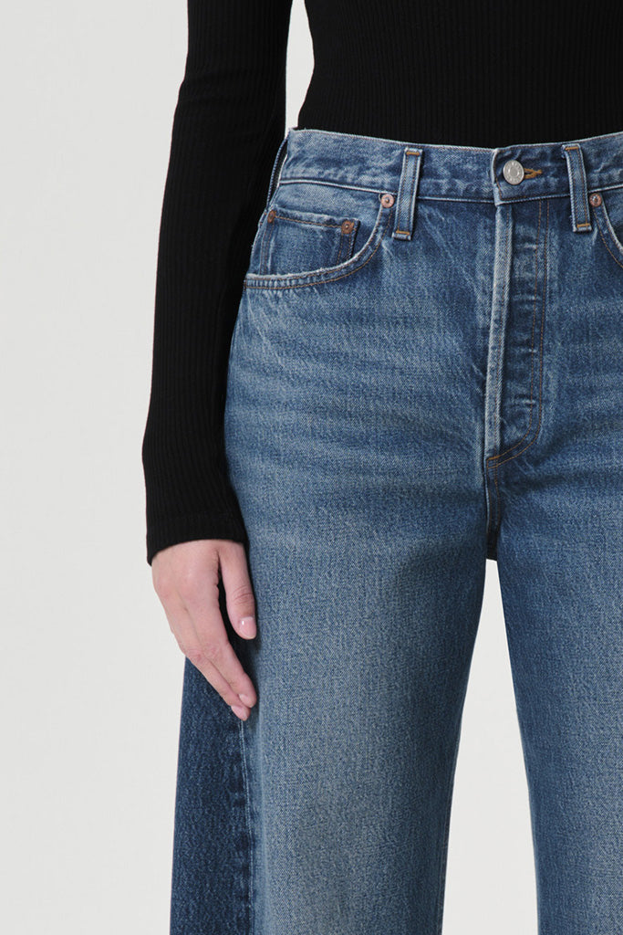 AGOLDE Luna High Rise Pieced Taper Jeans for Women - Distressed Split Hem Denim Pants | Casual Streetwear & Everyday Outfit Essential