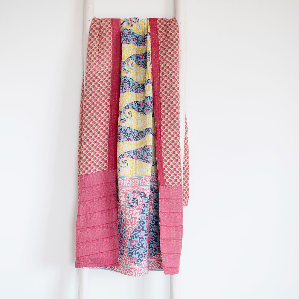 Unique Handmade Kantha Quilt KT7120 - Traditional Indian Patchwork Bedspread for Boho Home Decor & Cozy Bedroom