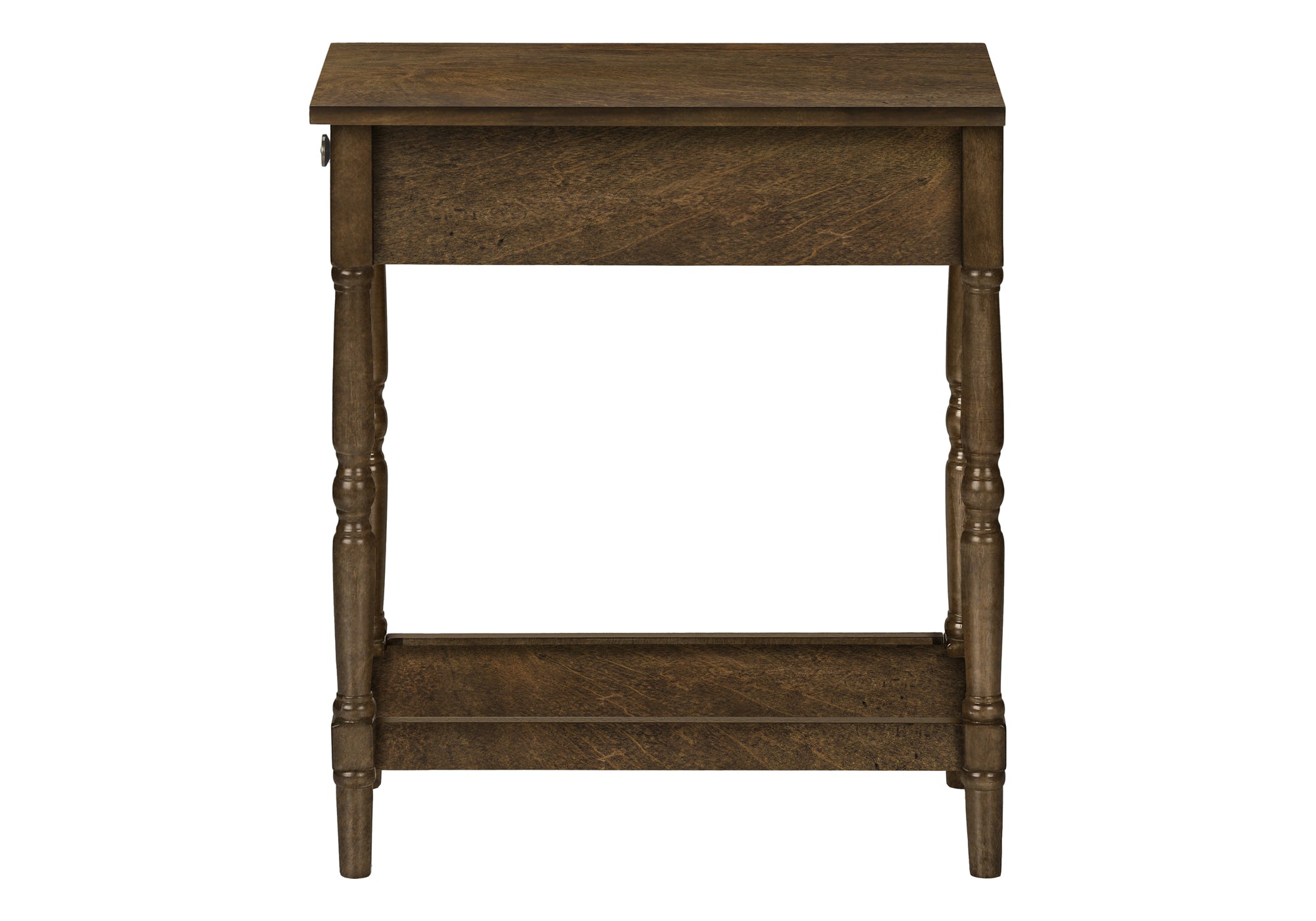 2 Tier Brown Veneer Accent Table with Storage Drawer - Traditional End Table for Bedroom, Living Room, or Office - Perfect for Small Spaces, Home Decor, and Extra Storage