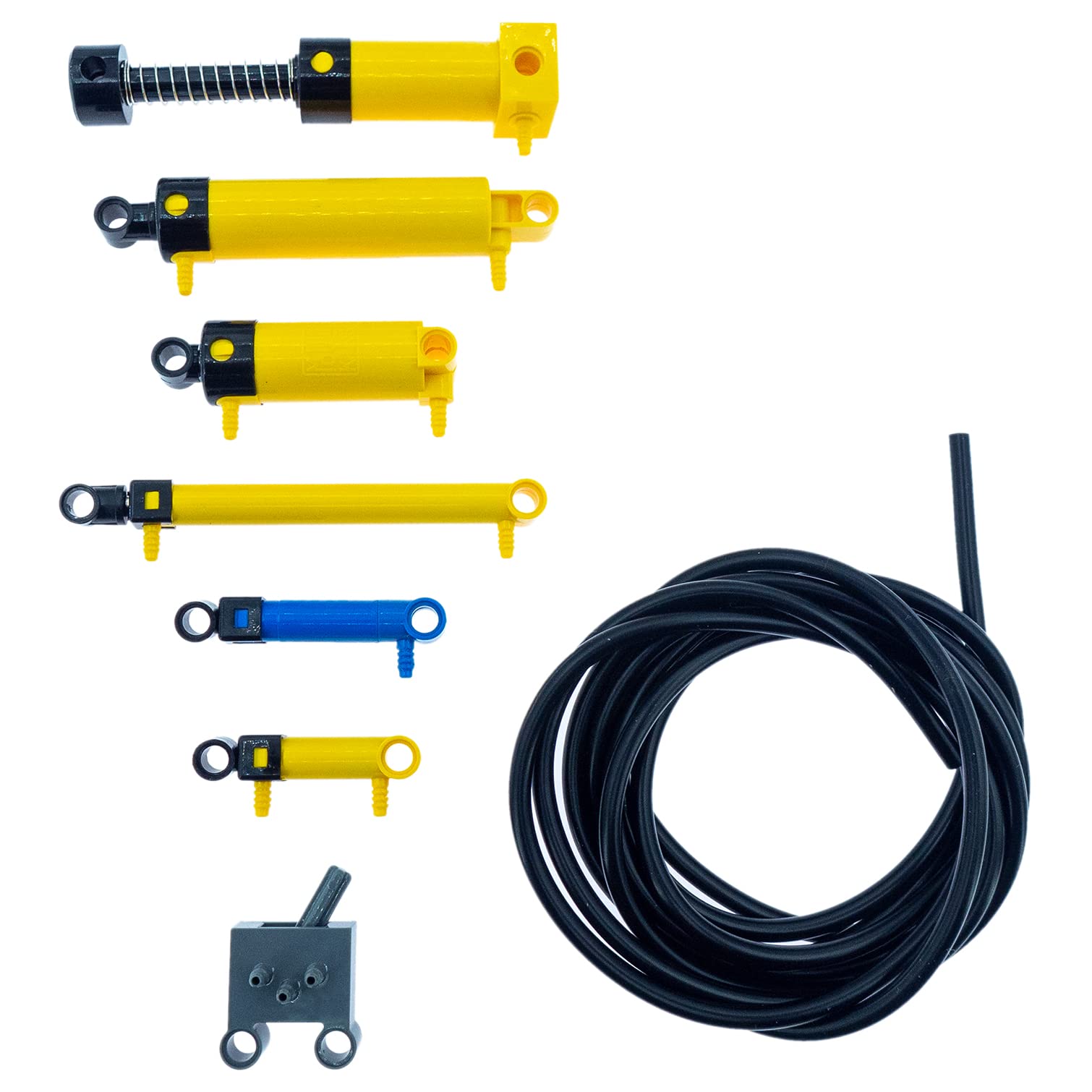 8Pcs Pneumatic Parts Kit - Air Pump, Cylinder, Tube, Valves & Hand Pump - Compatible with Lego Technic for DIY Robotics, STEM Projects & Model Building