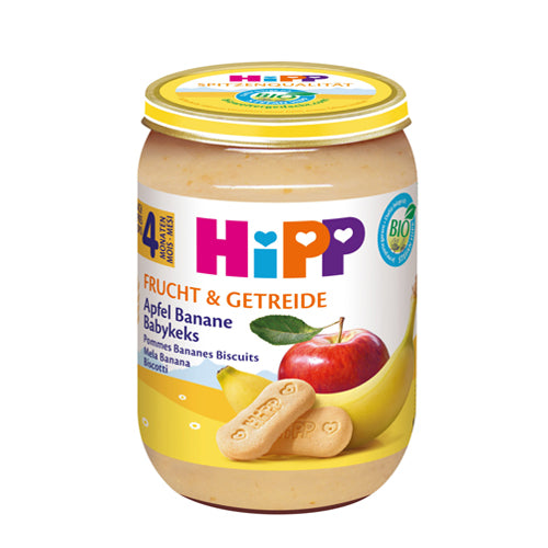 HiPP Organic Apple Banana Biscuit Baby Food Puree 190g - Healthy Snack for Infants & Toddlers - Perfect for On-the-Go Feeding and Travel (Exp 03/31/26)