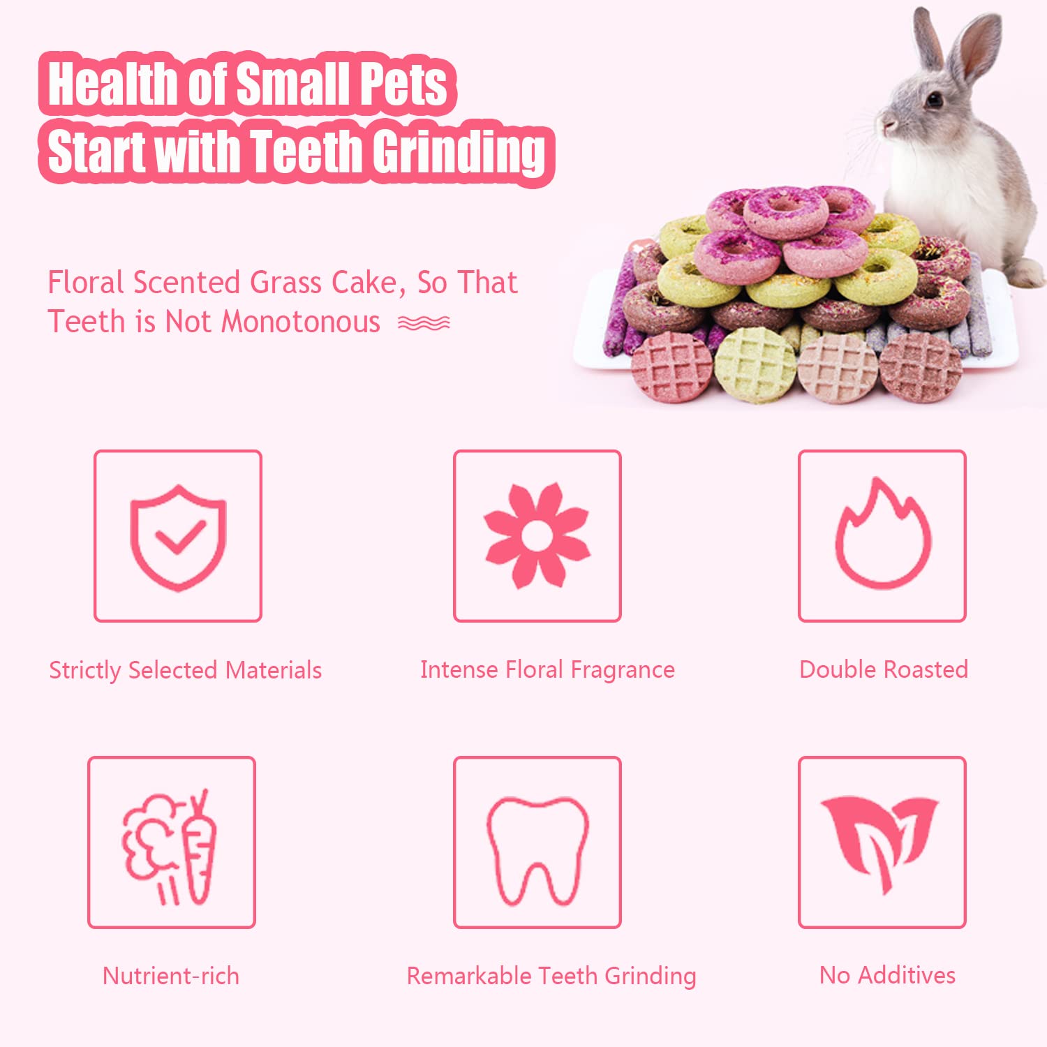 20PCS Natural Rabbit Chew Toys with Various Flavors - Dental Care Treats for Bunnies & Guinea Pigs - Promotes Digestion & Teeth Health - Perfect for Small Pets Chewing Needs & Cage Enrichment