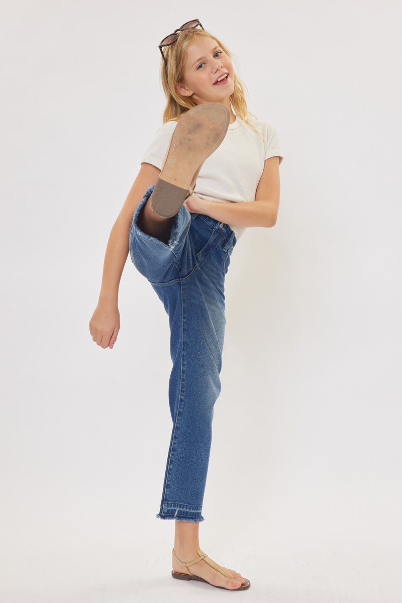 Royal High Rise Mini Straight Leg Jeans for Kids - Stylish & Comfortable Denim Pants for School, Play & Everyday Wear