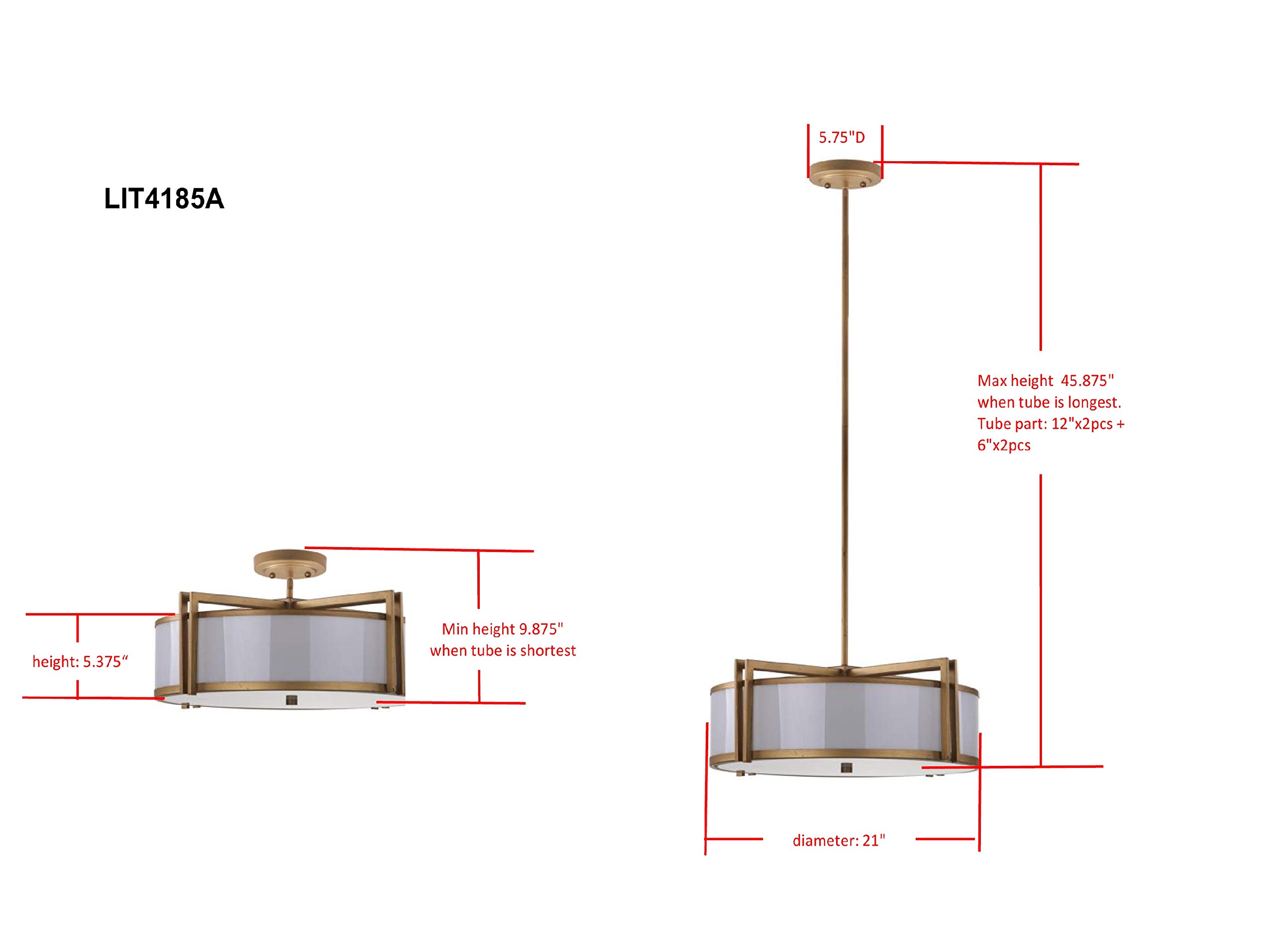 SAFAVIEH Lighting Collection Orb Antique Gold 21-inch Adjustable Ceiling Drum Pendant Light Fixture with LED Bulbs - Perfect for Dining Room, Kitchen Island & Bedroom Lighting