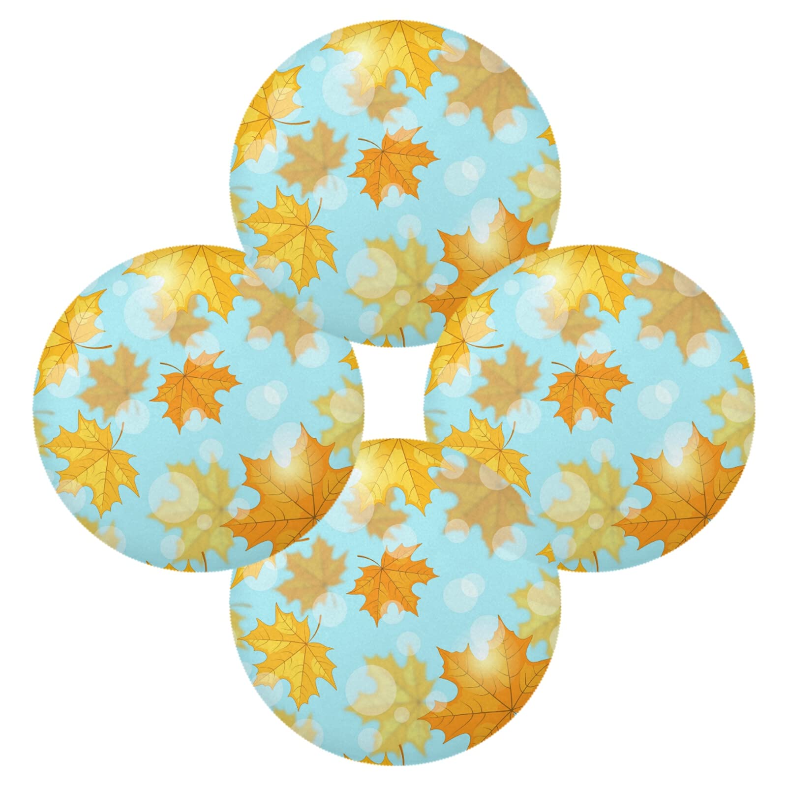 Premium 15 Inch Maple Leaf Round Placemats Set of 4 - Heat Resistant Non-Slip Table Mats for Dining, Kitchen, Dinner Parties & BBQs - Perfect for Indoor and Outdoor Use - Elegant Home Decor & Holiday Table Setting