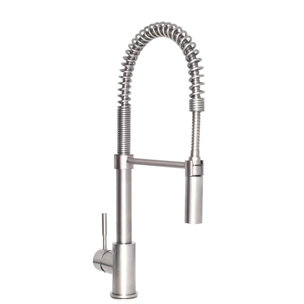 ZLINE Sierra Pull Down Spring Single Handle Kitchen Faucet in Brushed Nickel - High Arc Spout for Easy Washing, Perfect for Modern Kitchens & Busy Home Chefs (SRA KF BN)