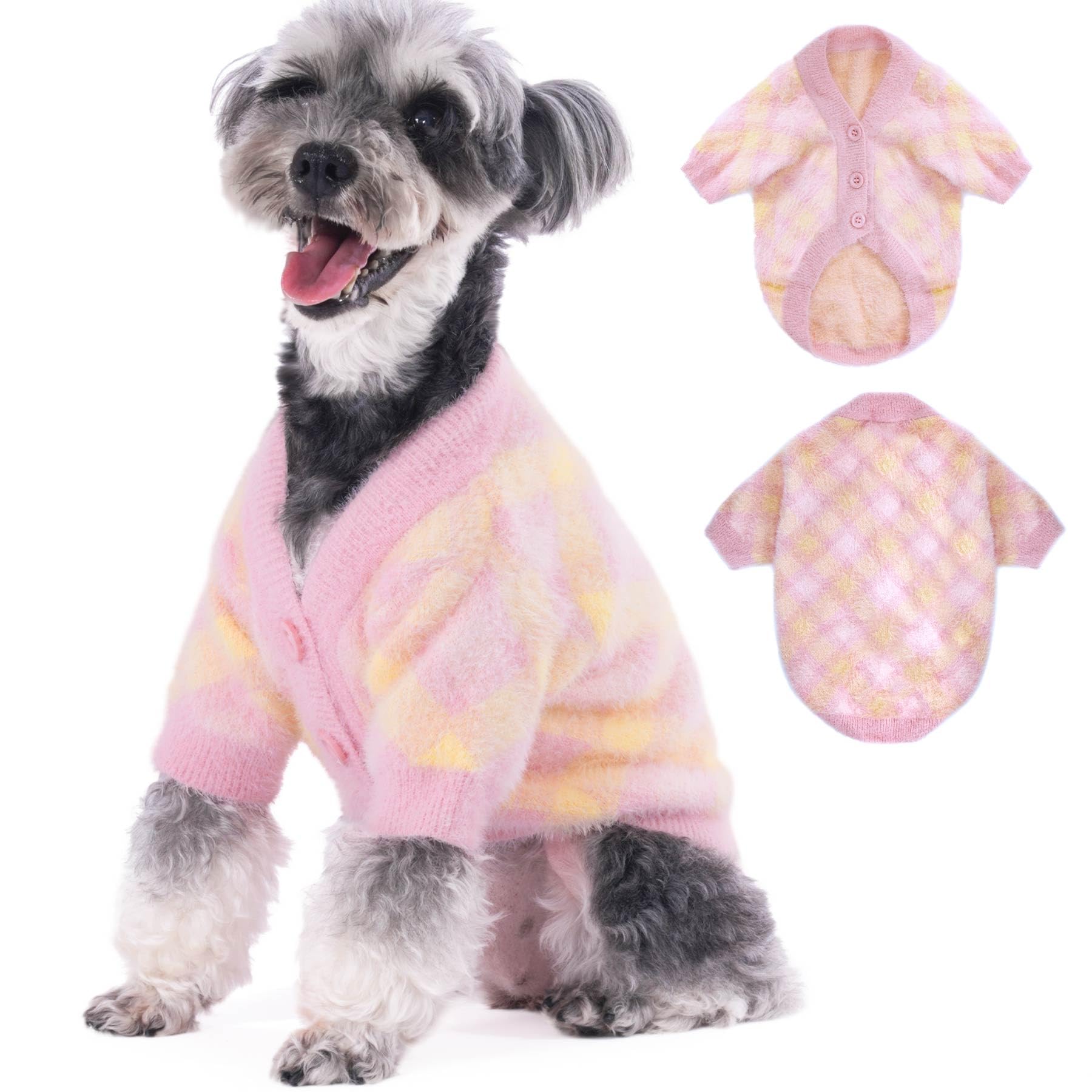 Small Dog Sweater Winter Coat - XXS XS S Medium Stretchy Knitwear for Puppies & Cats - Soft Warm Dog Jacket Apparel for Boys & Girls (Apricot Pink, Small) - Perfect for Cold Weather Walks & Indoor Comfort