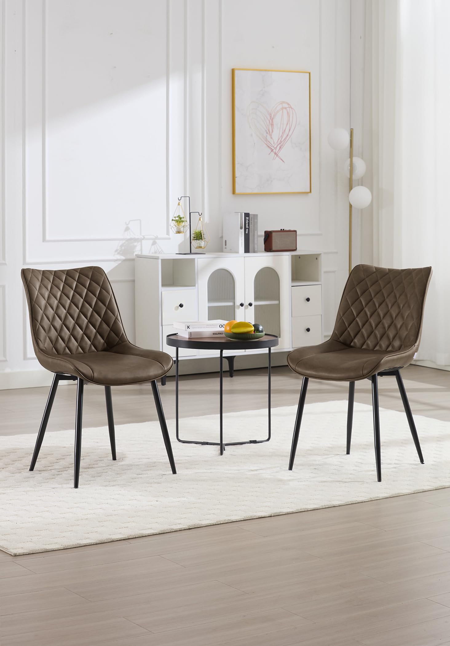 WOLTU 2-Piece Dining Chair Set - Brown Leatherette Kitchen Counter Chairs with Backrest & Padded Seat for Living Room, Lounge & Reception Areas | Perfect for Breakfast Nooks, Kitchen Islands & Small Spaces