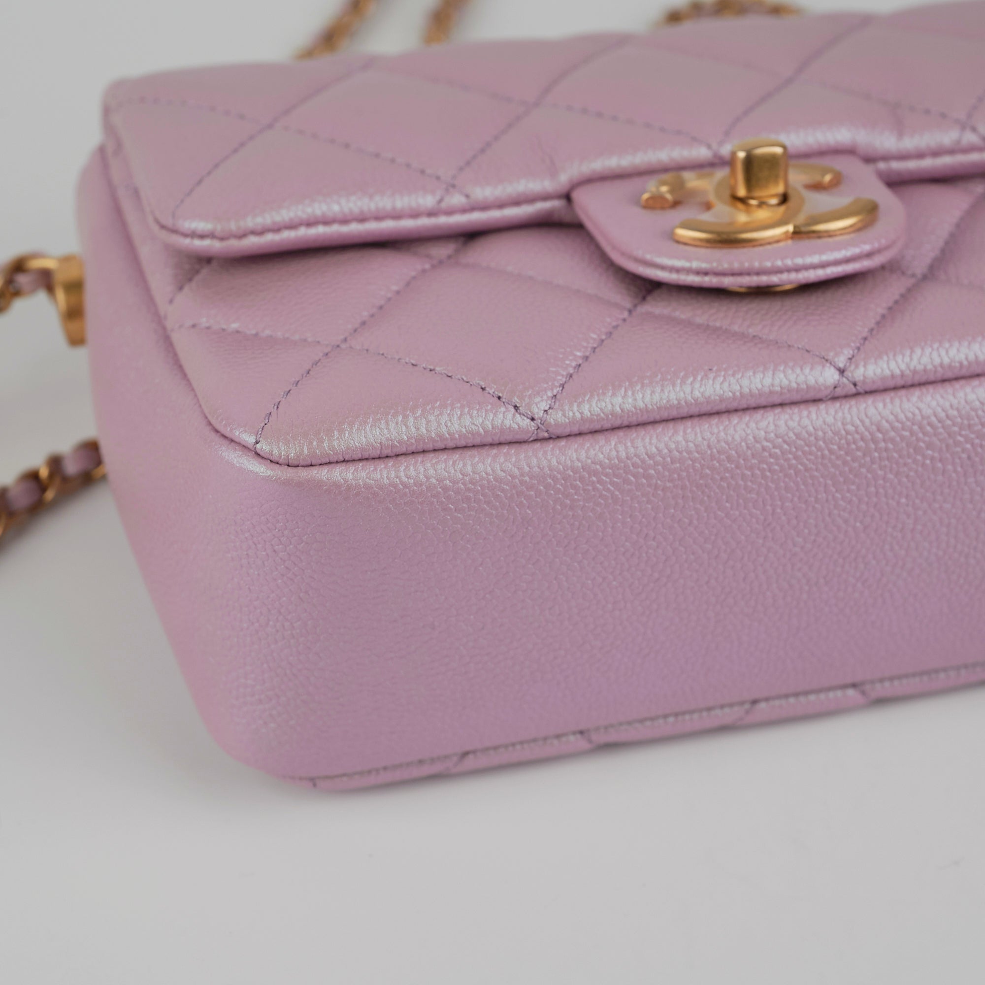 Chanel Caviar Leather My Perfect Square Mini Bag Iridescent Pink with Microchip - Perfect for Evening Parties, Date Nights & Luxury Fashion Accessories